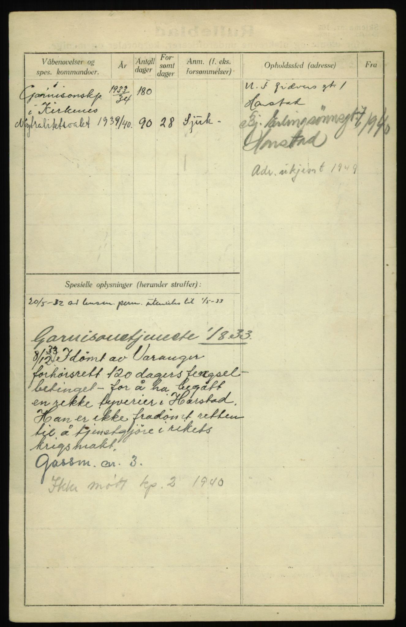 Forsvaret, Troms infanteriregiment nr. 16, AV/RA-RAFA-3146/P/Pa/L0017: Rulleblad for regimentets menige mannskaper, årsklasse 1933, 1933, p. 378