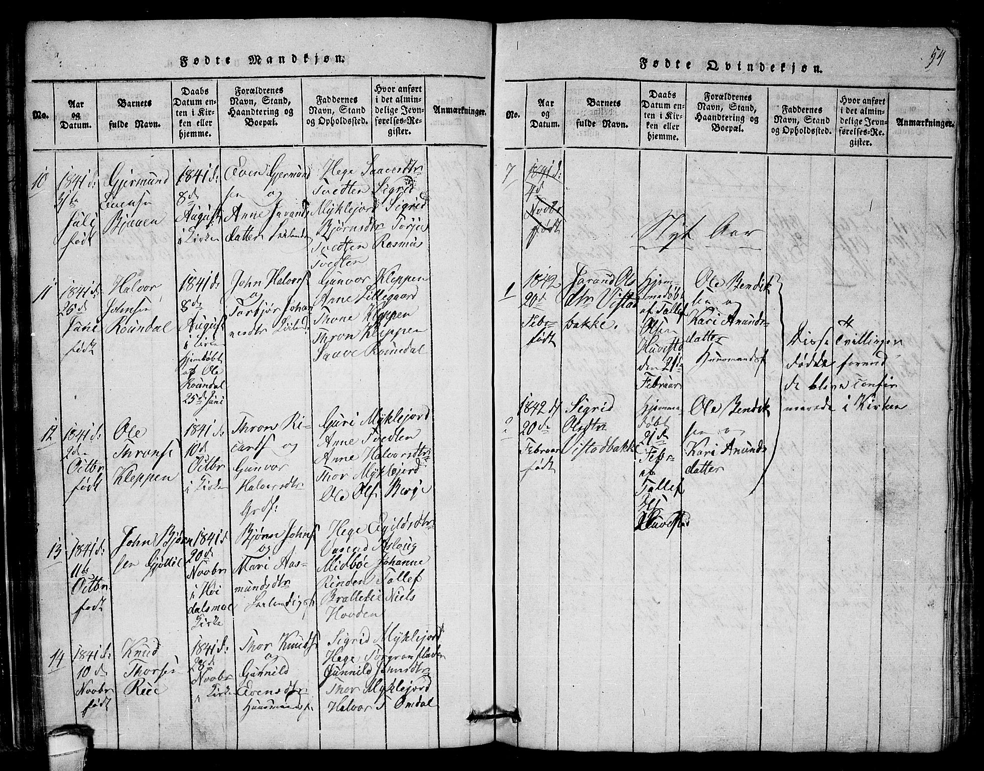 Lårdal kirkebøker, SAKO/A-284/G/Gb/L0001: Parish register (copy) no. II 1, 1815-1865, p. 54