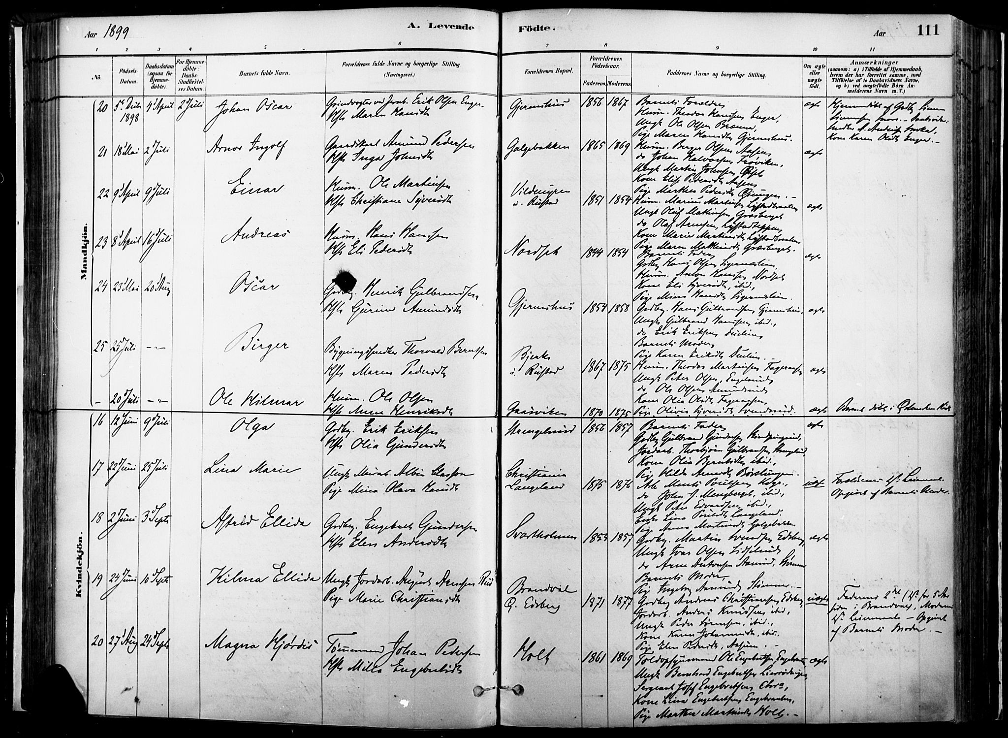 Vinger prestekontor, AV/SAH-PREST-024/H/Ha/Haa/L0014: Parish register (official) no. 14, 1881-1900, p. 111