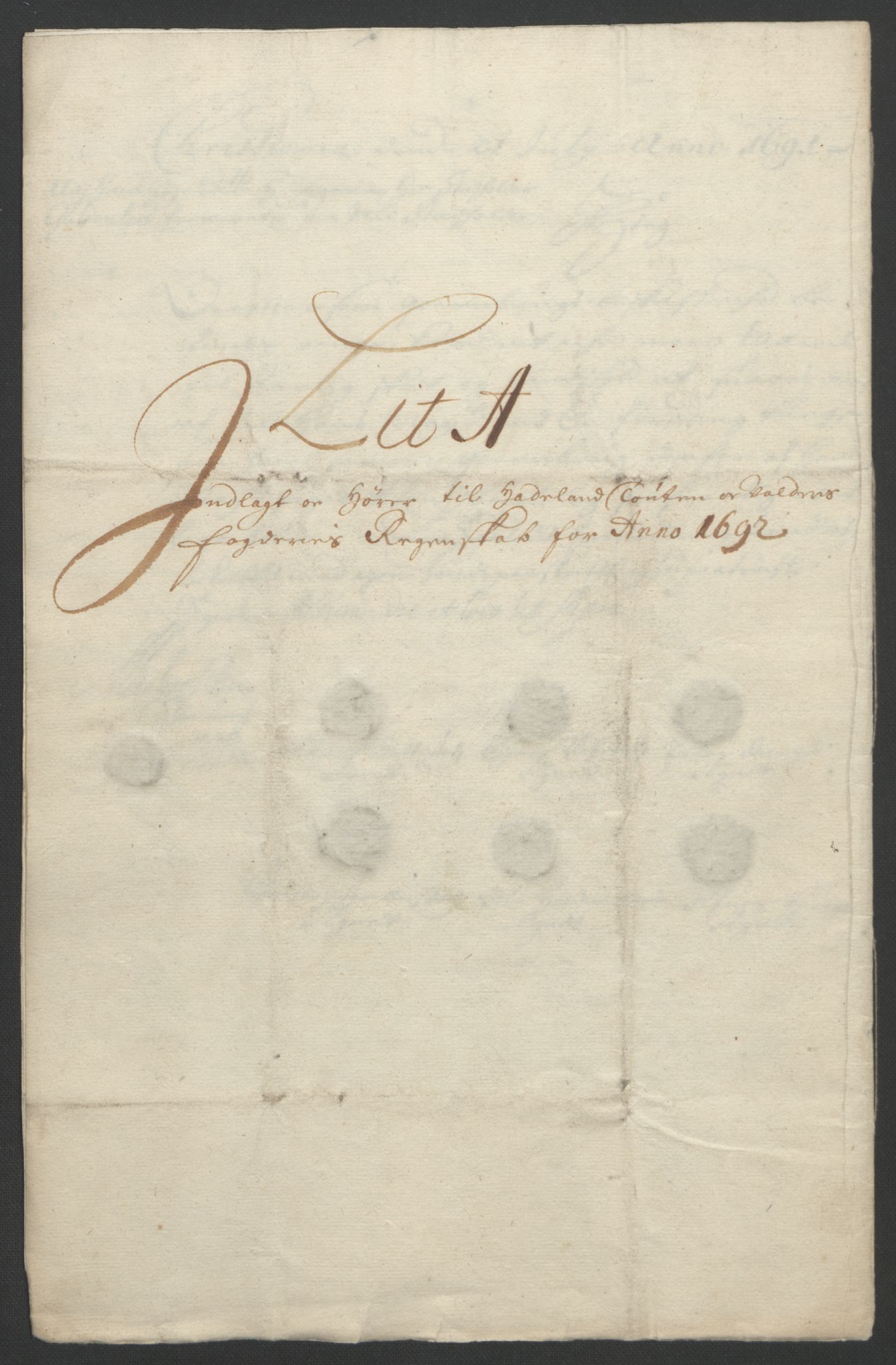 Rentekammeret inntil 1814, Reviderte regnskaper, Fogderegnskap, RA/EA-4092/R18/L1291: Fogderegnskap Hadeland, Toten og Valdres, 1692, p. 7