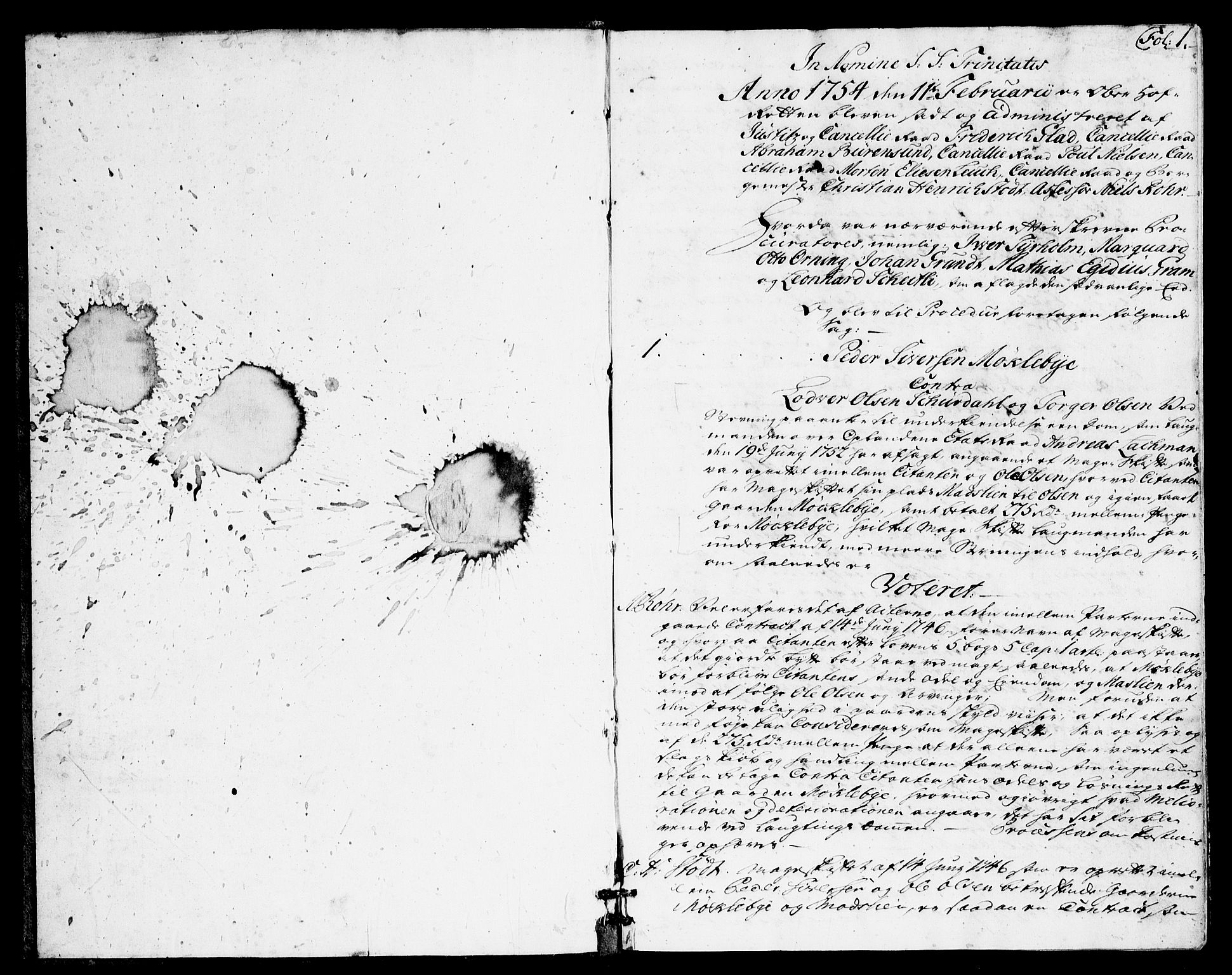 Overhoffretten 1667-1797, AV/RA-EA-2884/Ac/L0190: Voteringsprotokoll, 1754, p. 0b-1a