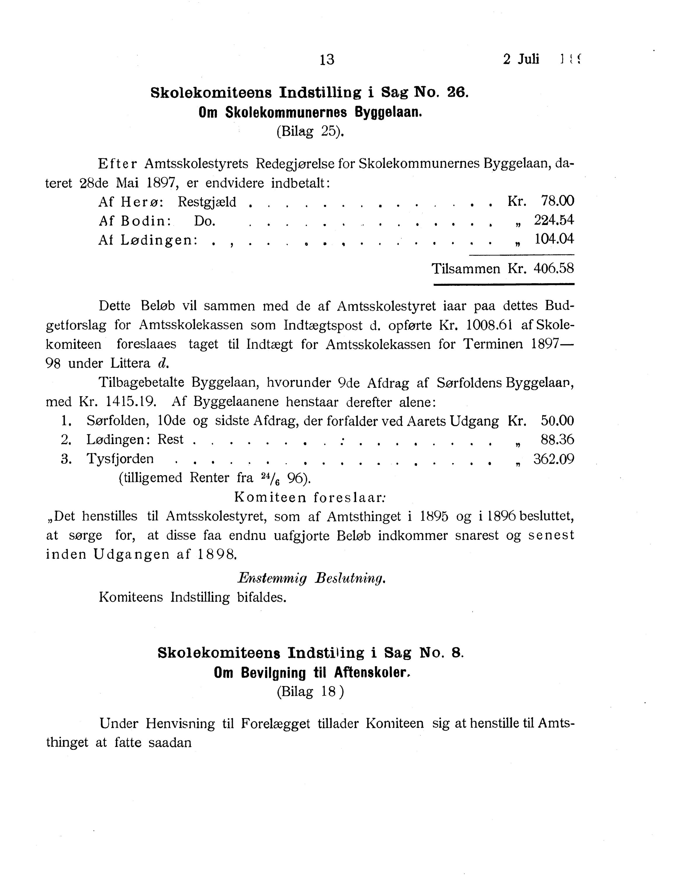 Nordland Fylkeskommune. Fylkestinget, AIN/NFK-17/176/A/Ac/L0020: Fylkestingsforhandlinger 1897, 1897