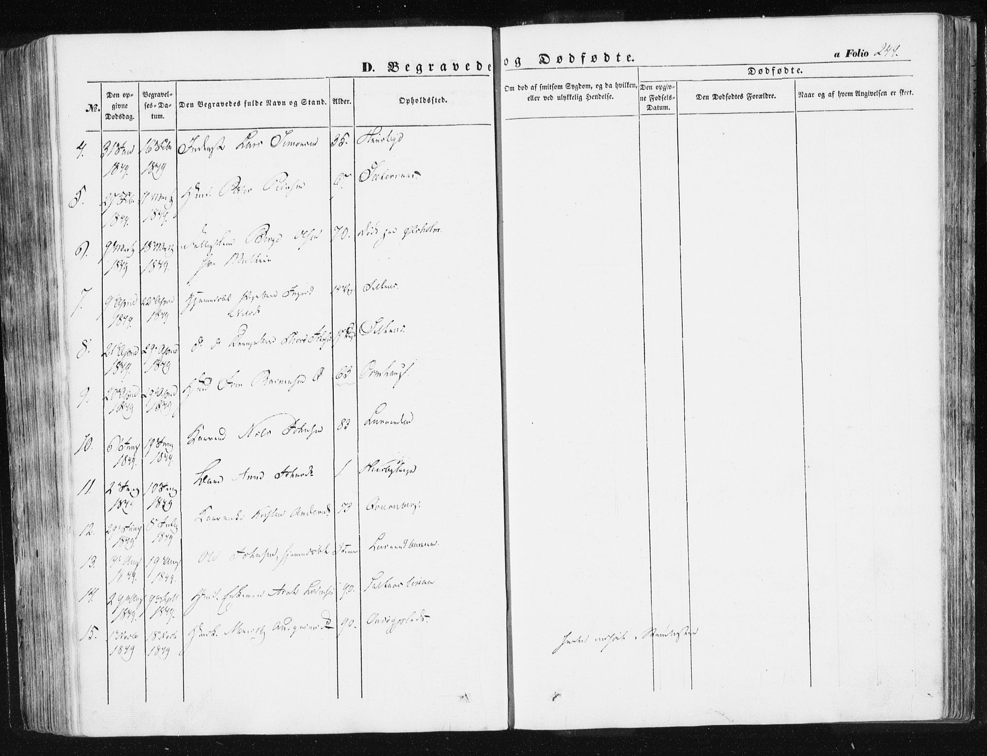 Ministerialprotokoller, klokkerbøker og fødselsregistre - Sør-Trøndelag, SAT/A-1456/612/L0376: Parish register (official) no. 612A08, 1846-1859, p. 244