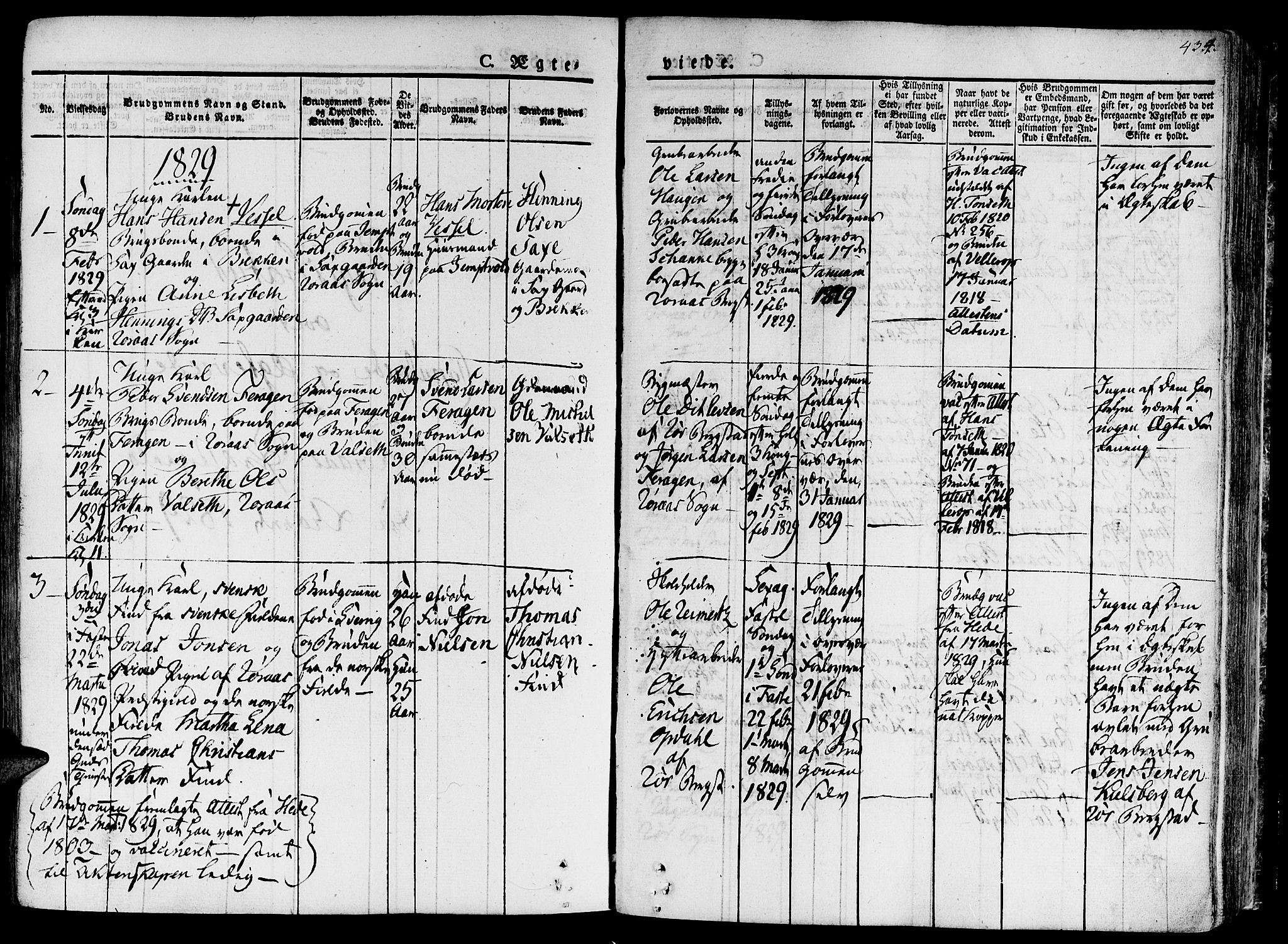 Ministerialprotokoller, klokkerbøker og fødselsregistre - Sør-Trøndelag, SAT/A-1456/681/L0930: Parish register (official) no. 681A08, 1829-1844, p. 434