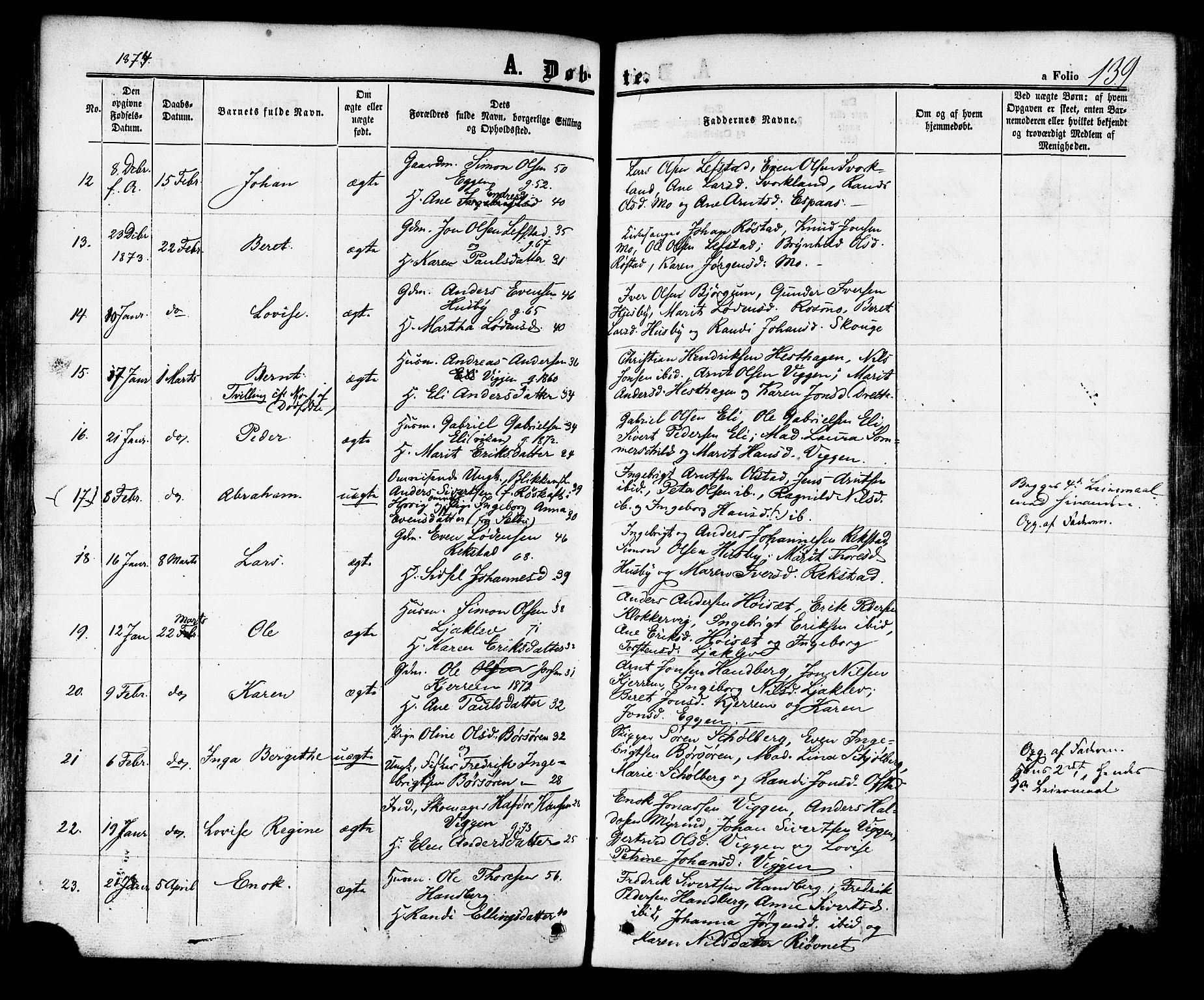 Ministerialprotokoller, klokkerbøker og fødselsregistre - Sør-Trøndelag, SAT/A-1456/665/L0772: Parish register (official) no. 665A07, 1856-1878, p. 139