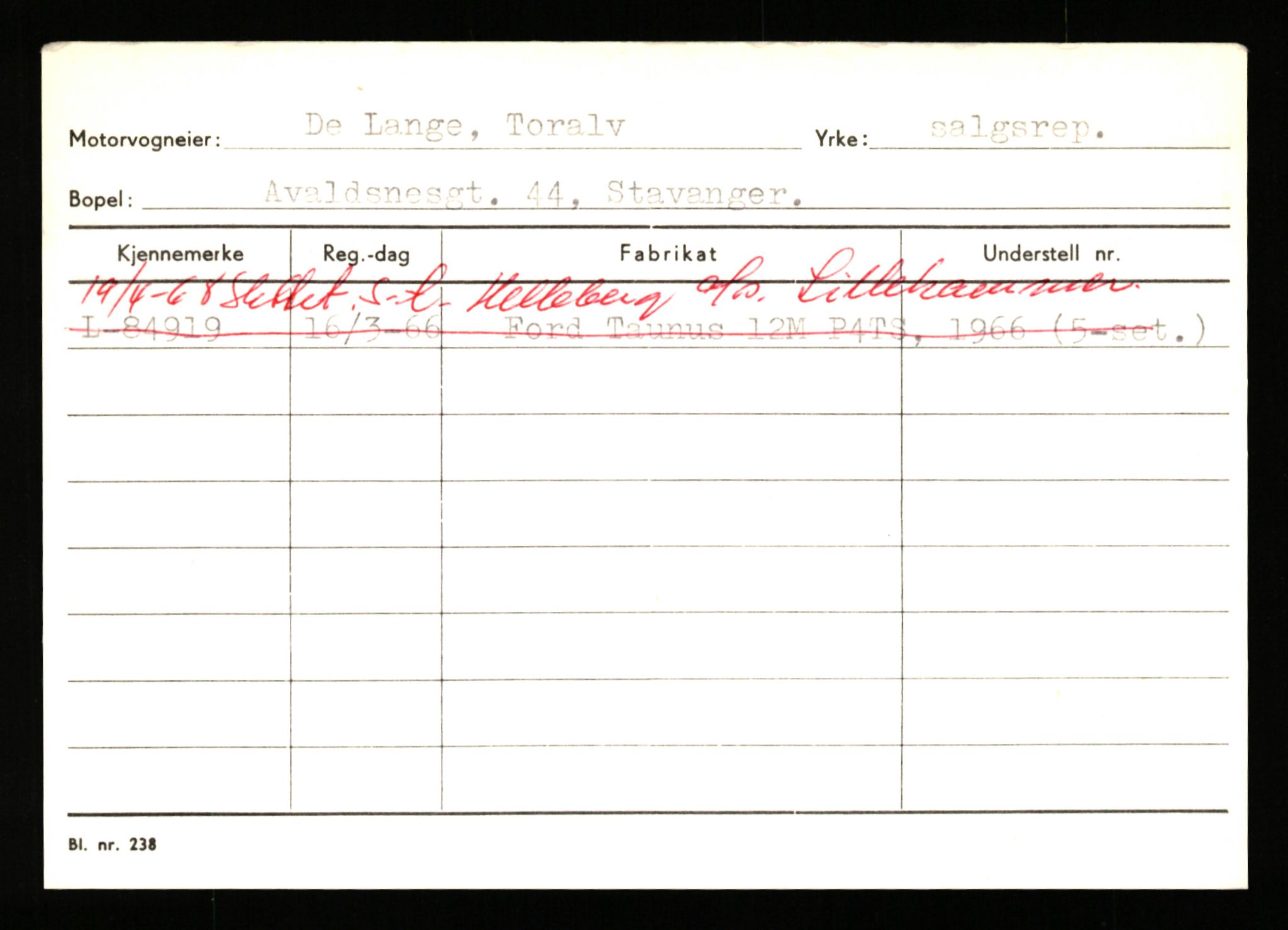 Stavanger trafikkstasjon, AV/SAST-A-101942/0/H/L0022: Landsverk - Laxau, 1930-1971, p. 31