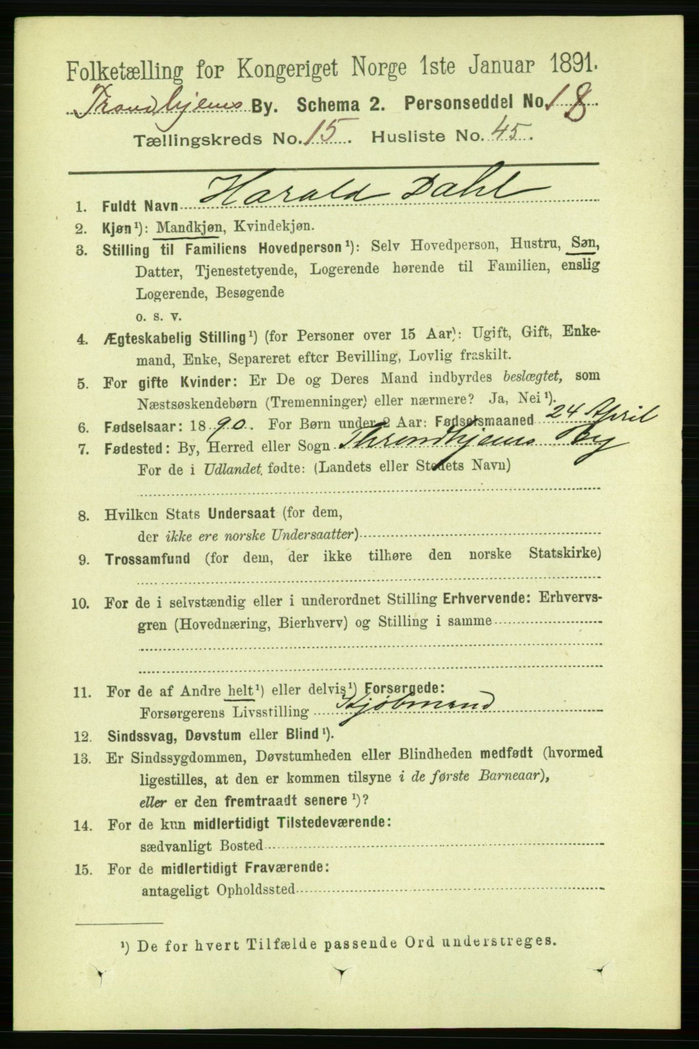 RA, 1891 census for 1601 Trondheim, 1891, p. 12183