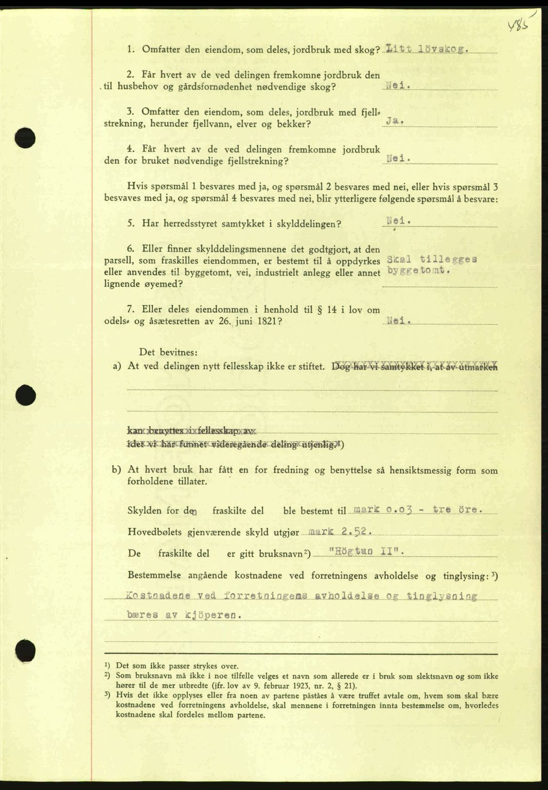 Nordmøre sorenskriveri, AV/SAT-A-4132/1/2/2Ca: Mortgage book no. A96, 1943-1944, Diary no: : 2454/1943