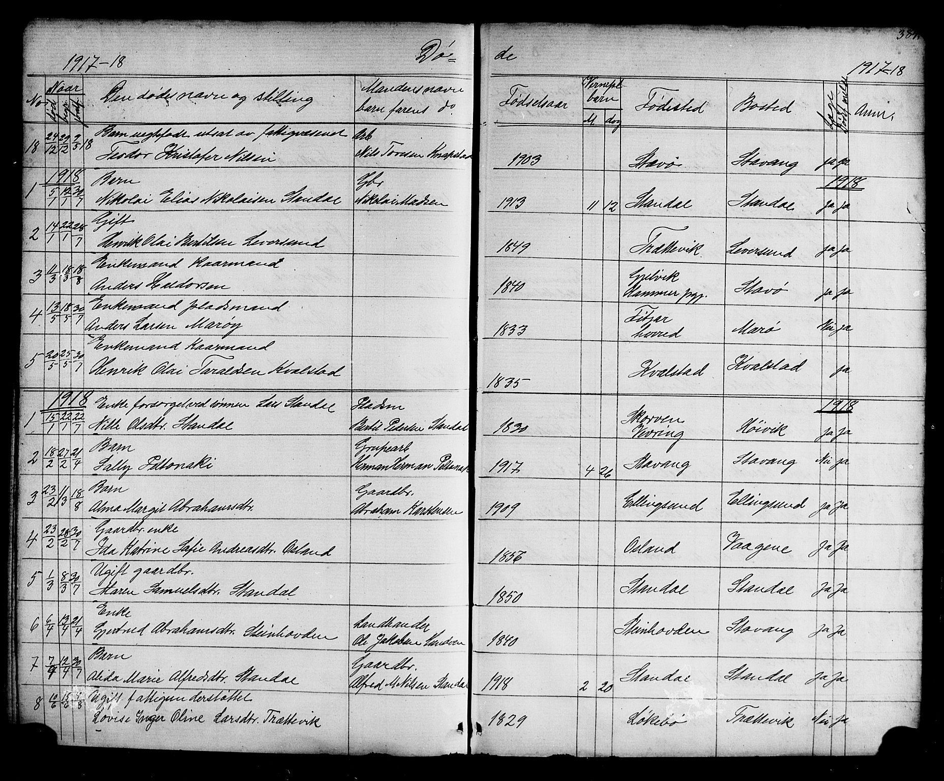 Kinn sokneprestembete, AV/SAB-A-80801/H/Hab/Habc/L0002: Parish register (copy) no. C 2, 1869-1918, p. 384