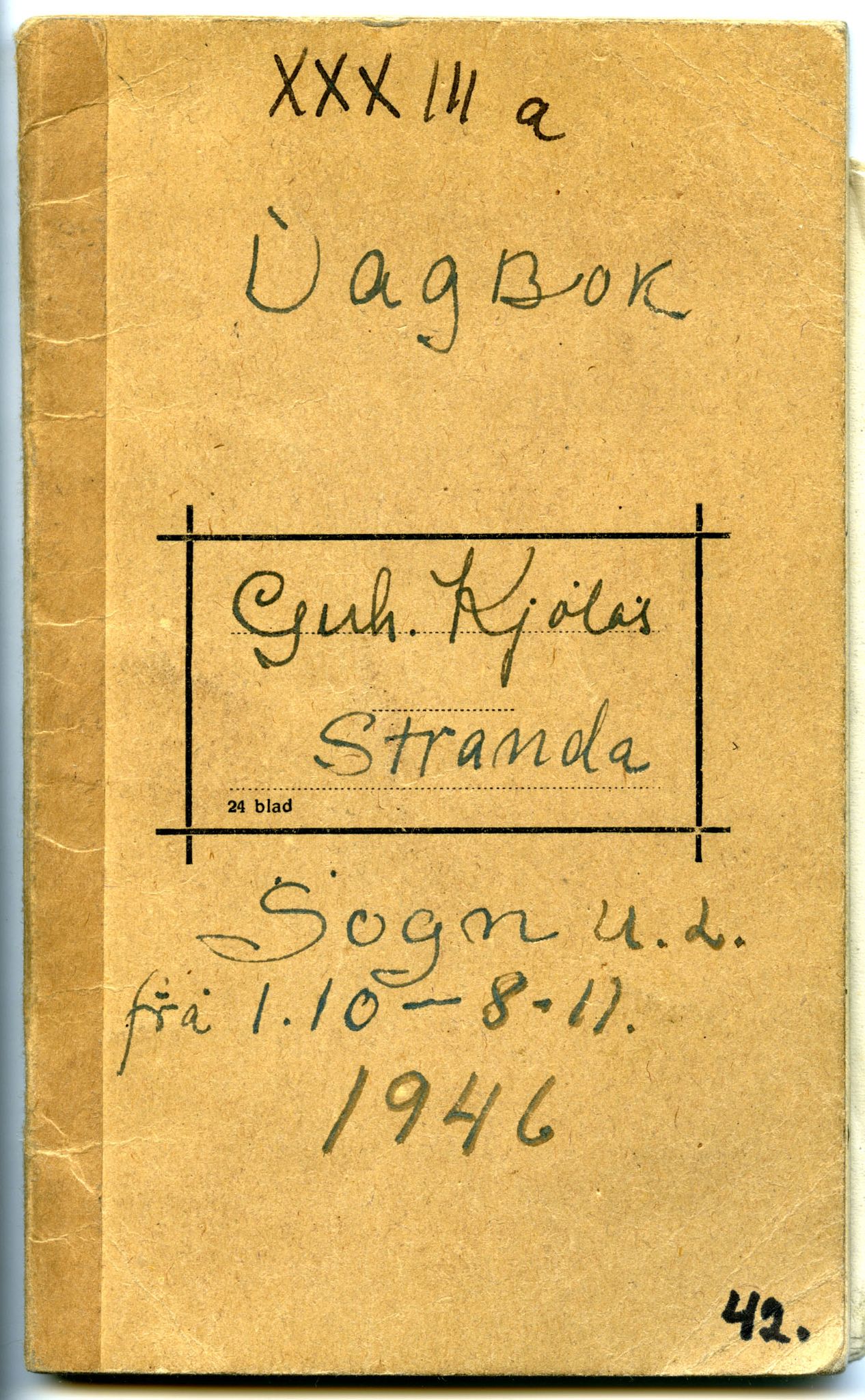 Gerhard Kjølås-arkivet, FMFB/A-1081/F/L0042: Bok XXXIIIa, 1946