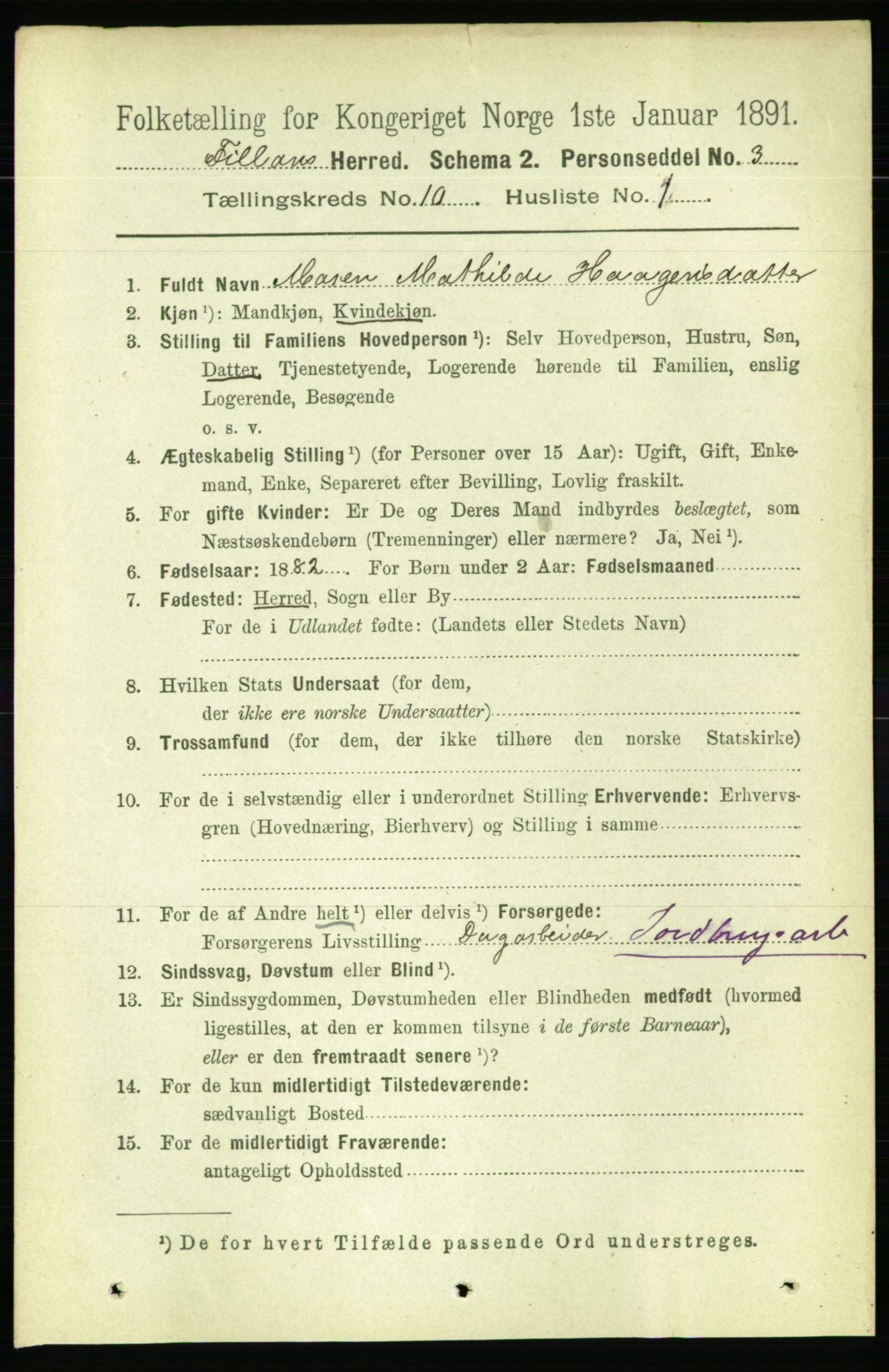 RA, 1891 census for 1616 Fillan, 1891, p. 2643