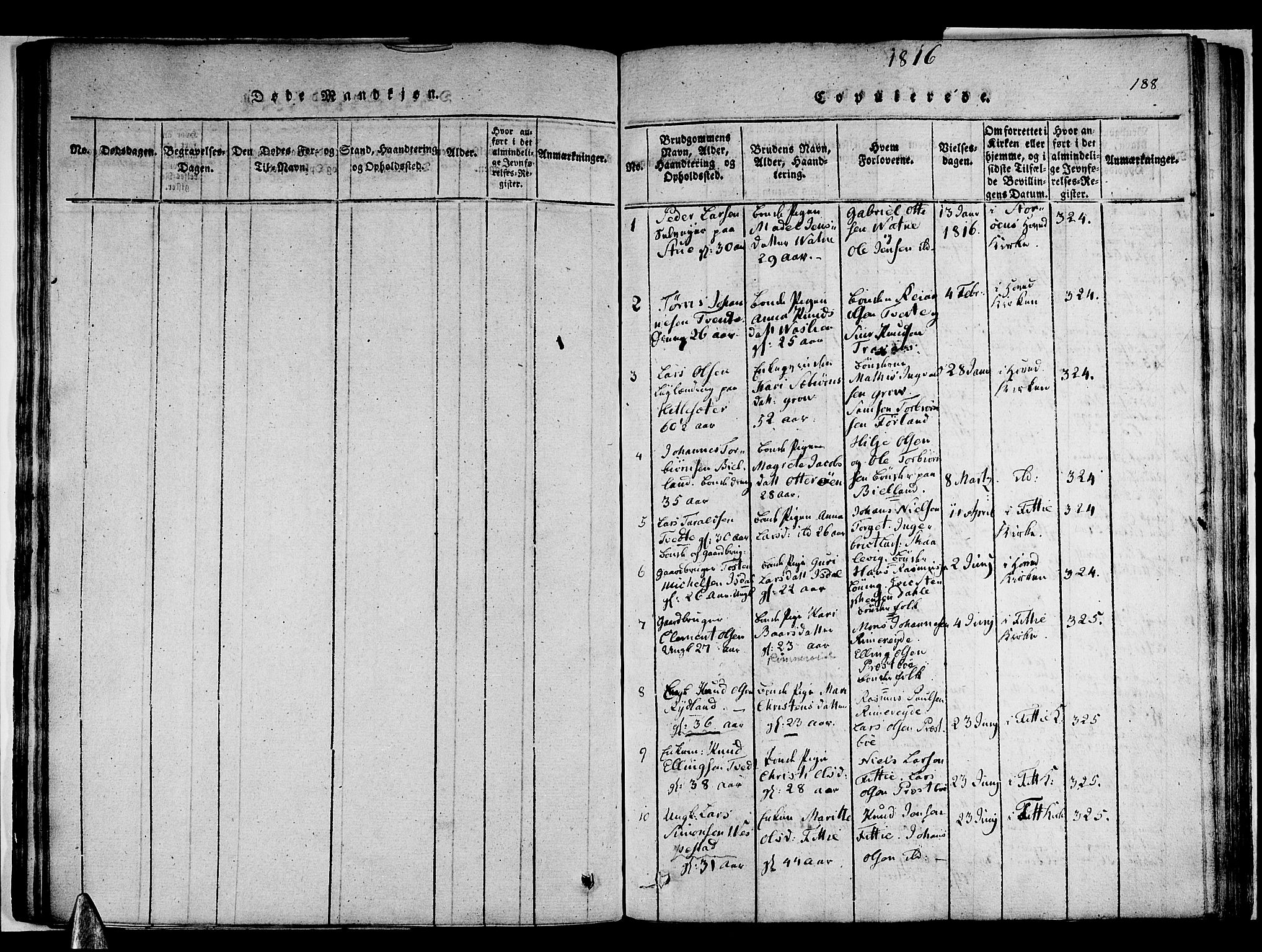 Stord sokneprestembete, SAB/A-78201/H/Haa: Parish register (official) no. A 5, 1816-1825, p. 188