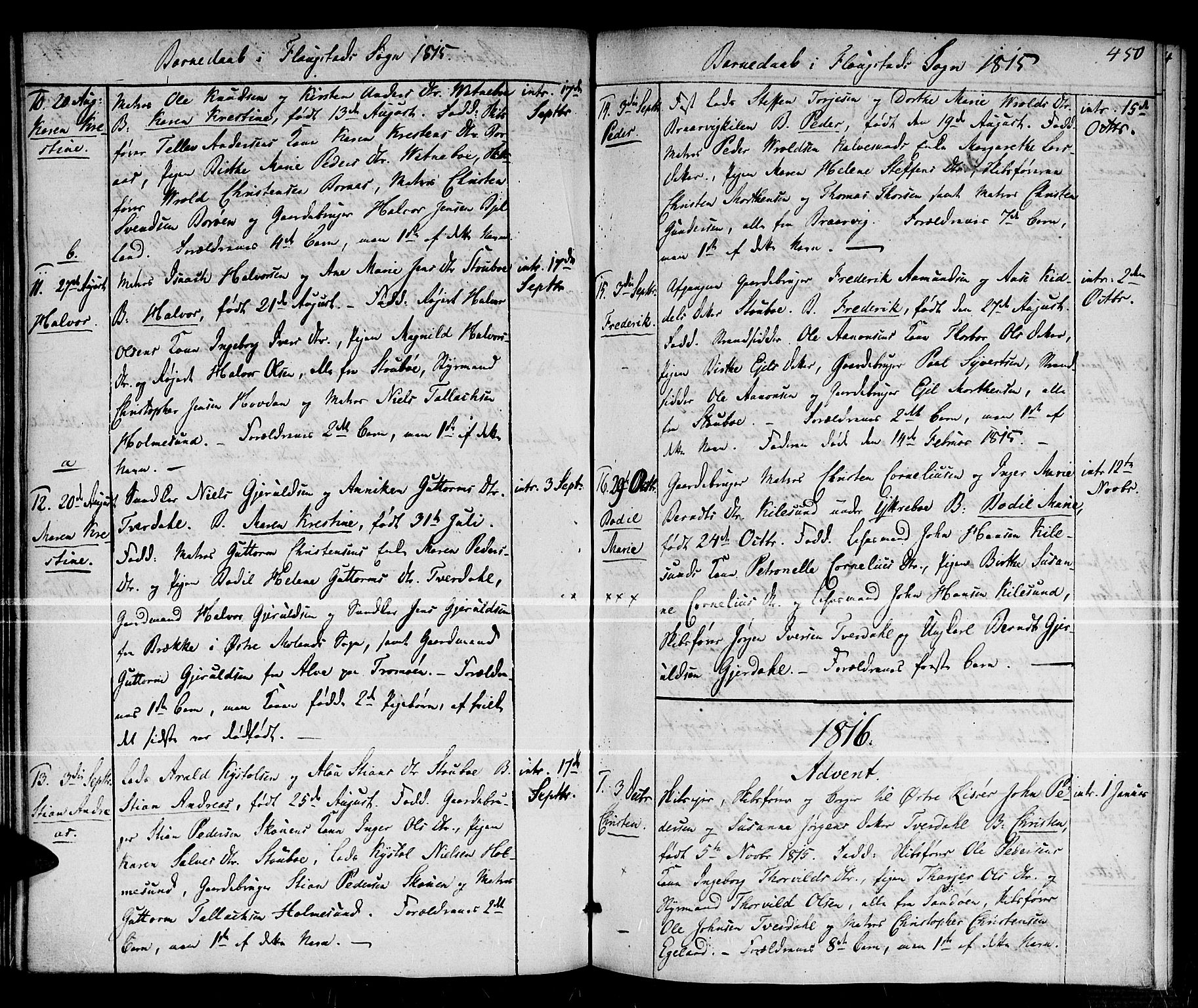 Dypvåg sokneprestkontor, AV/SAK-1111-0007/F/Fa/Faa/L0002: Parish register (official) no. A 2 /2, 1813-1824, p. 450