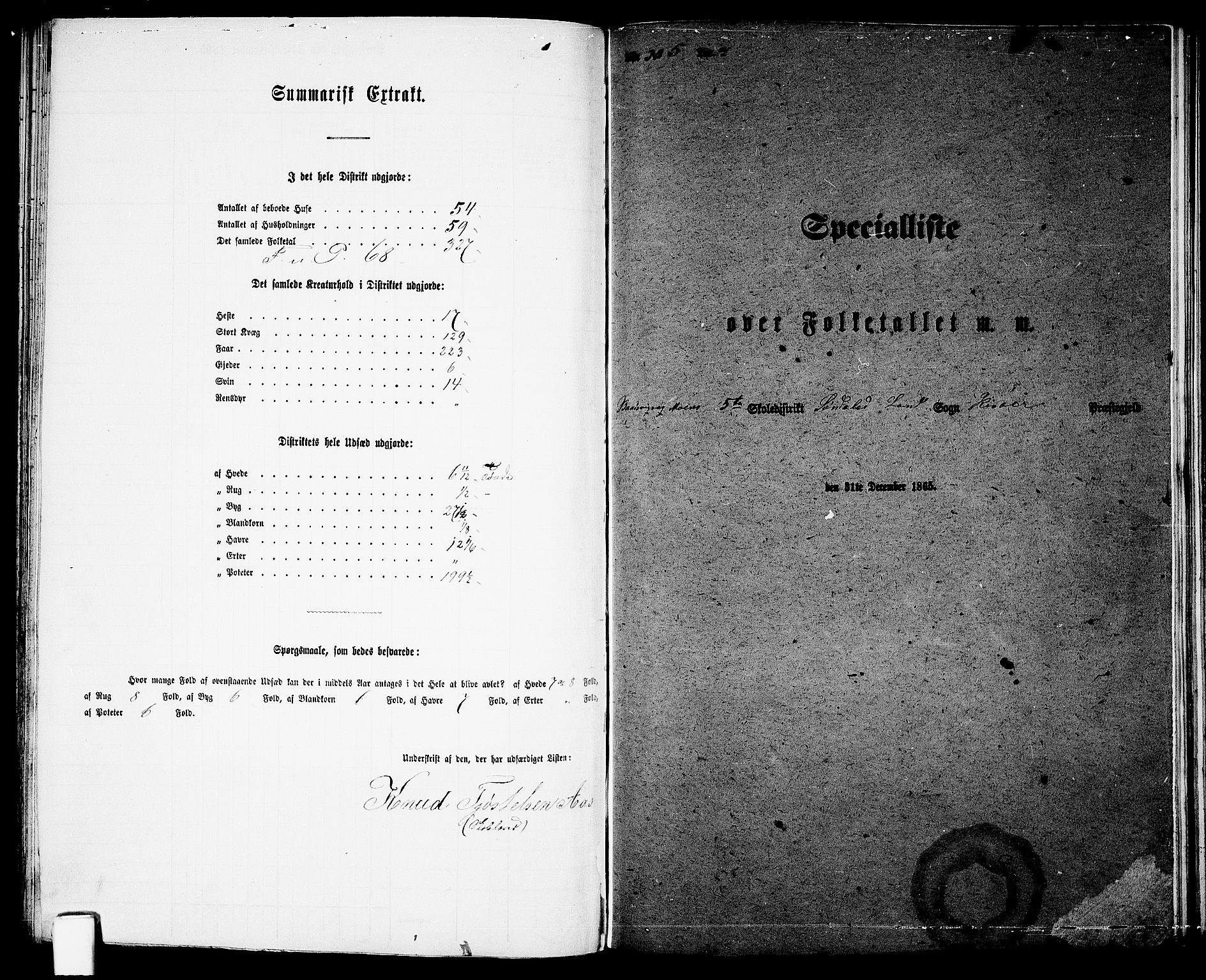 RA, 1865 census for Risør/Søndeled, 1865, p. 80