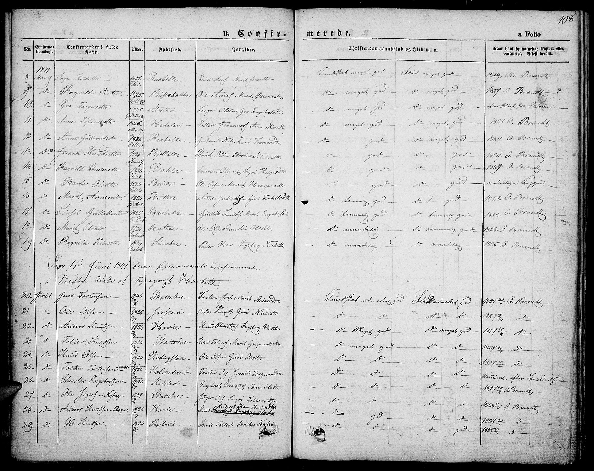 Slidre prestekontor, SAH/PREST-134/H/Ha/Haa/L0004: Parish register (official) no. 4, 1831-1848, p. 108