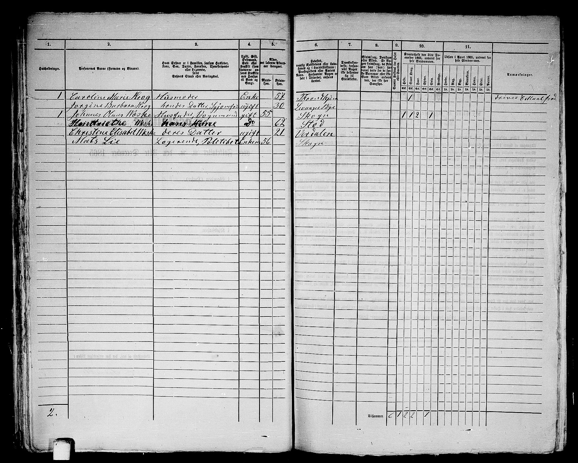 RA, 1865 census for Levanger/Levanger, 1865, p. 52