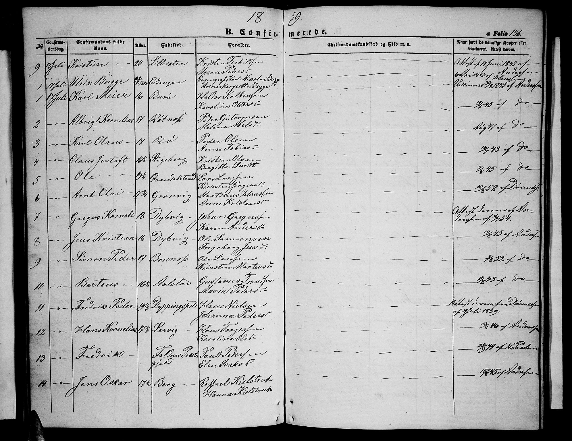Ministerialprotokoller, klokkerbøker og fødselsregistre - Nordland, SAT/A-1459/855/L0814: Parish register (copy) no. 855C03, 1851-1864, p. 136