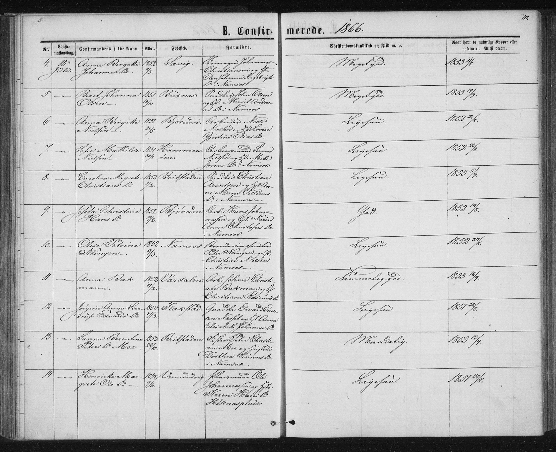 Ministerialprotokoller, klokkerbøker og fødselsregistre - Nord-Trøndelag, SAT/A-1458/768/L0570: Parish register (official) no. 768A05, 1865-1874, p. 112