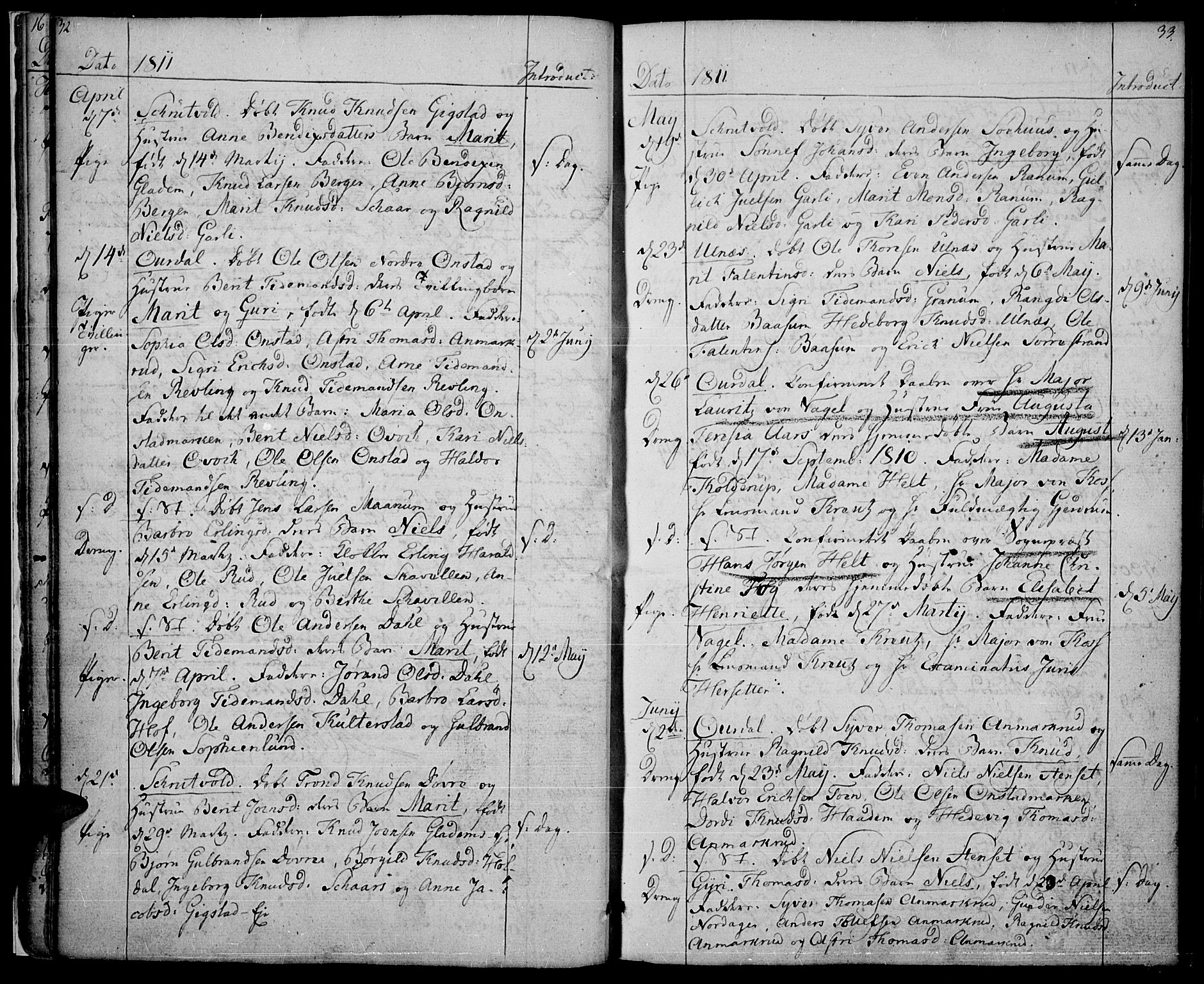 Nord-Aurdal prestekontor, AV/SAH-PREST-132/H/Ha/Haa/L0001: Parish register (official) no. 1, 1808-1815, p. 32-33