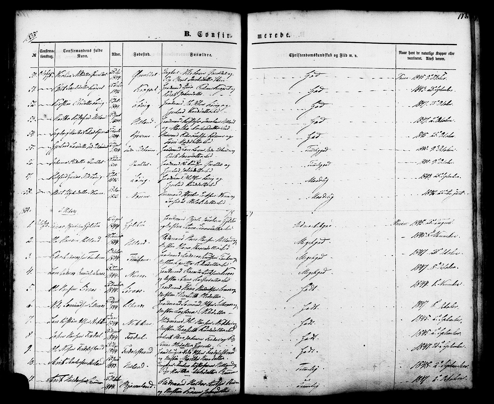 Ministerialprotokoller, klokkerbøker og fødselsregistre - Møre og Romsdal, AV/SAT-A-1454/539/L0529: Parish register (official) no. 539A02, 1848-1872, p. 178