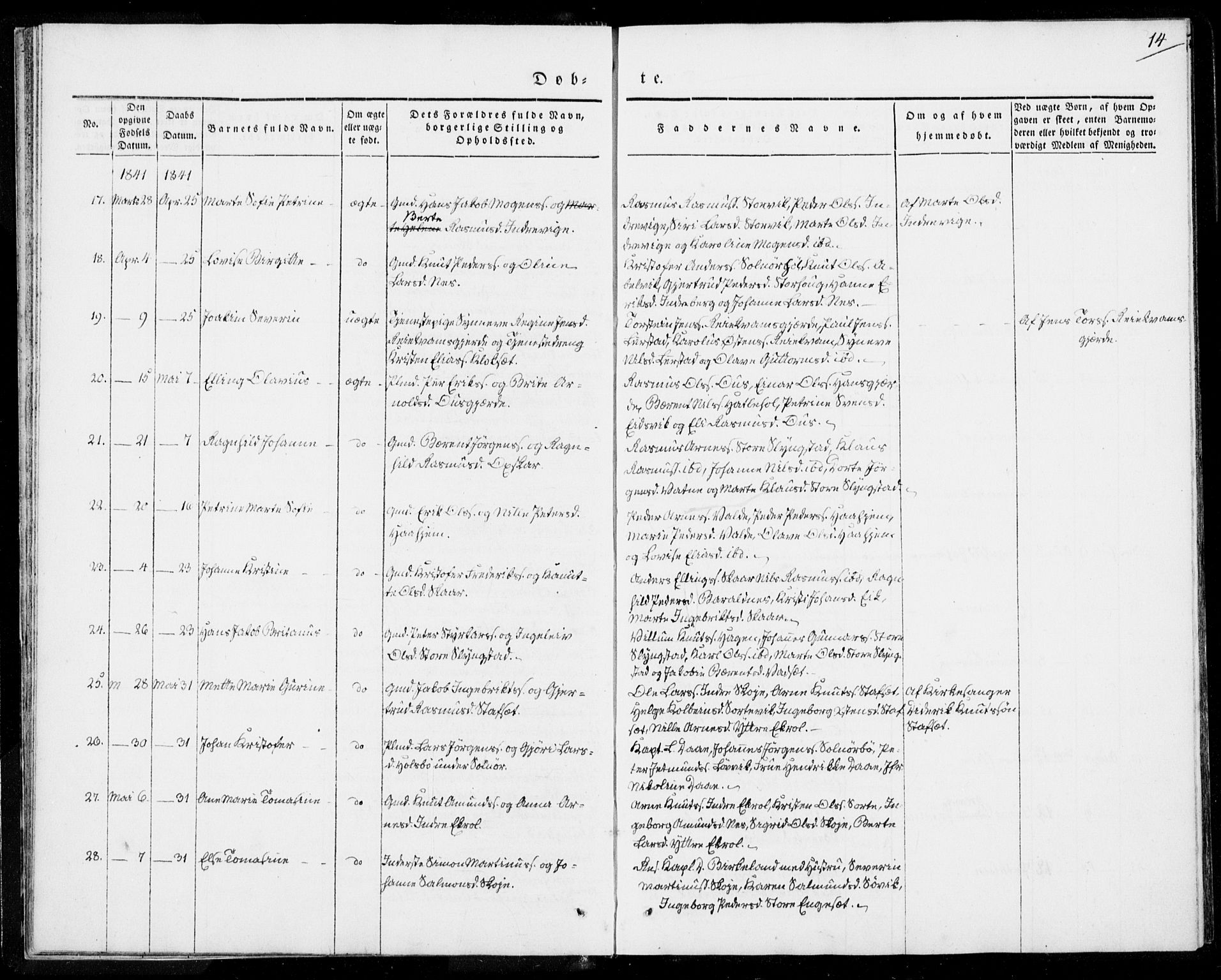 Ministerialprotokoller, klokkerbøker og fødselsregistre - Møre og Romsdal, AV/SAT-A-1454/524/L0352: Parish register (official) no. 524A04, 1838-1847, p. 14