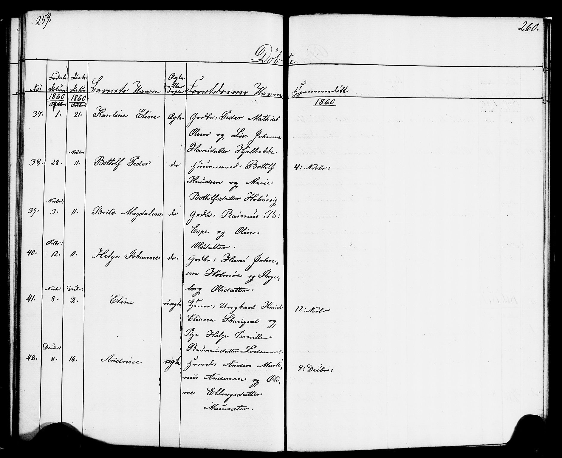 Hornindal sokneprestembete, AV/SAB-A-82401/H/Haa/Haaa/L0001: Parish register (official) no. A 1, 1837-1866, p. 260-261