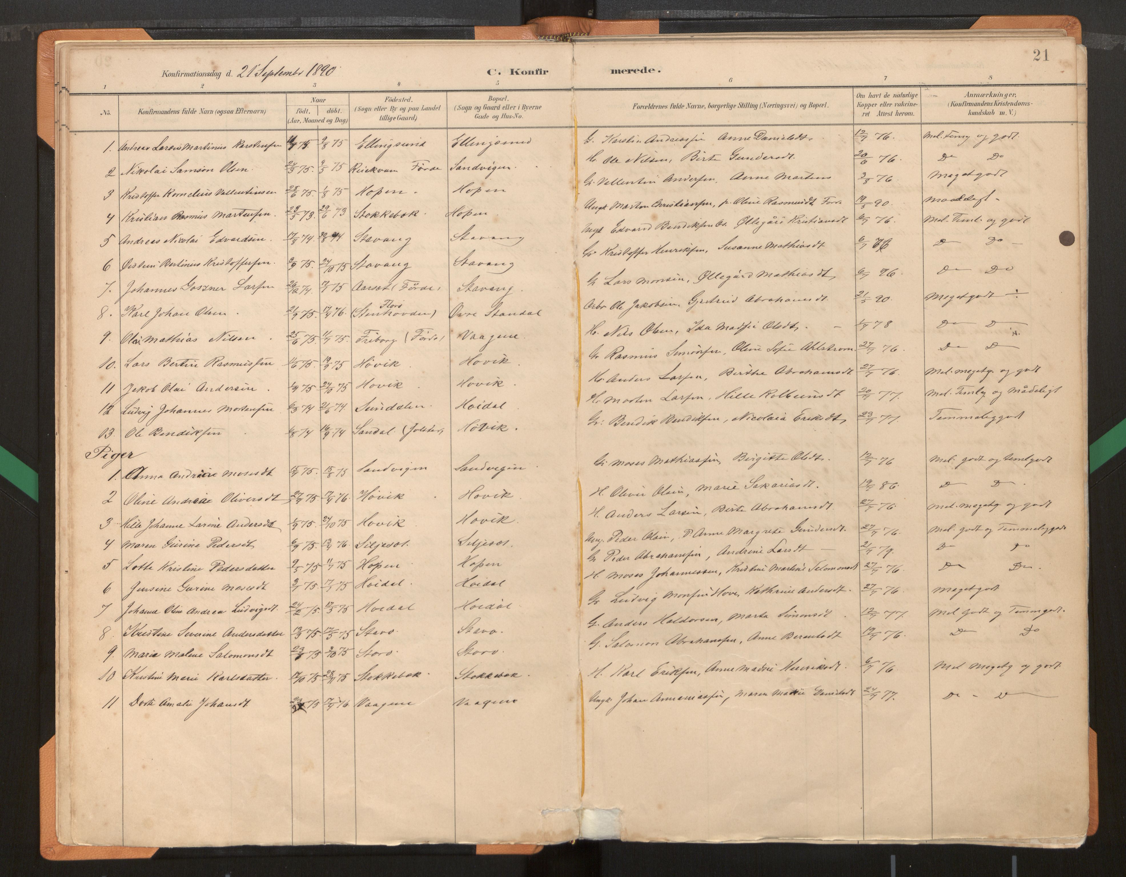 Kinn sokneprestembete, AV/SAB-A-80801/H/Haa/Haad/L0004: Parish register (official) no. D 4, 1883-1944, p. 21