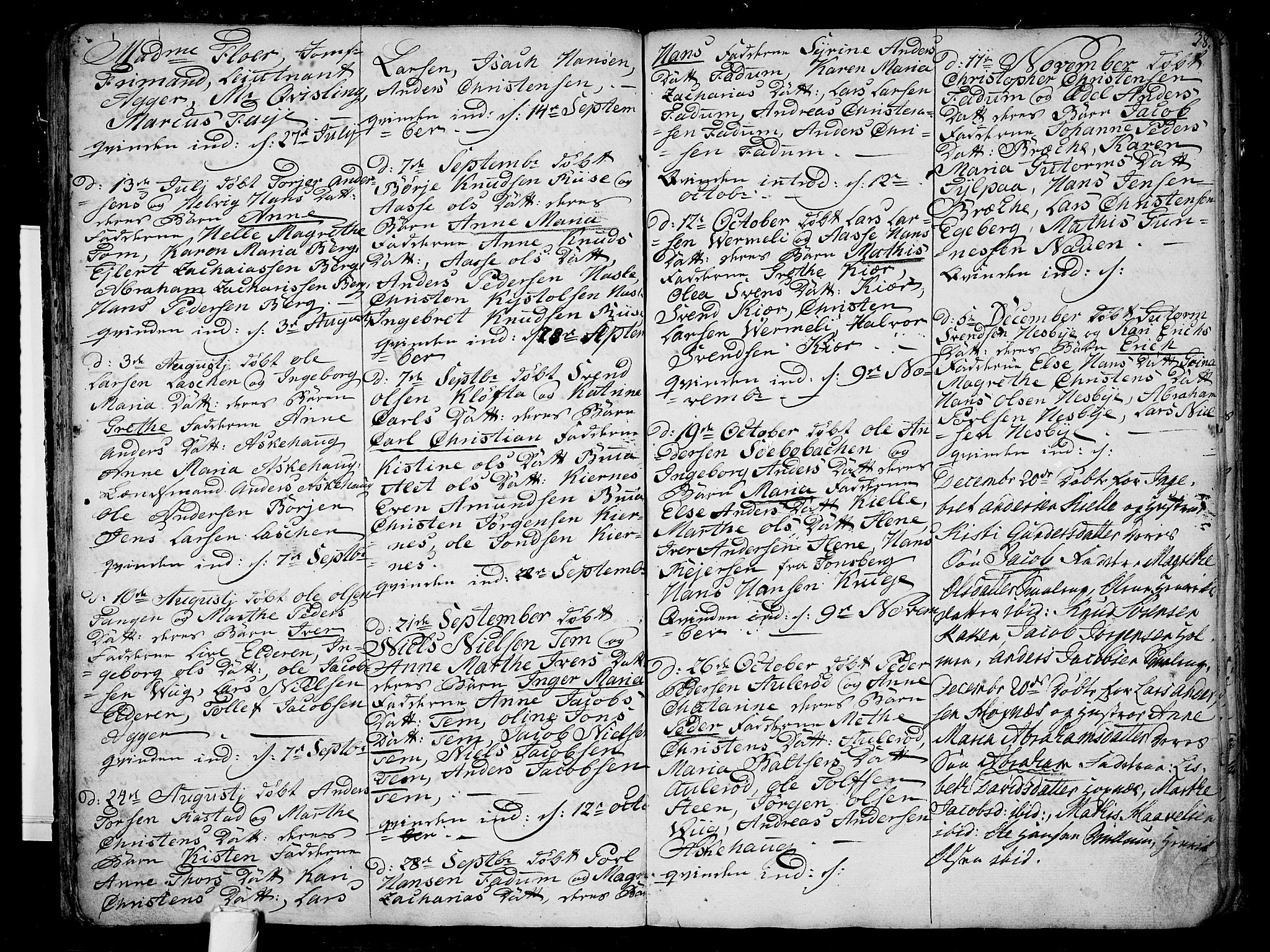 Sem kirkebøker, AV/SAKO-A-5/F/Fa/L0002: Parish register (official) no. I 2, 1764-1798, p. 38