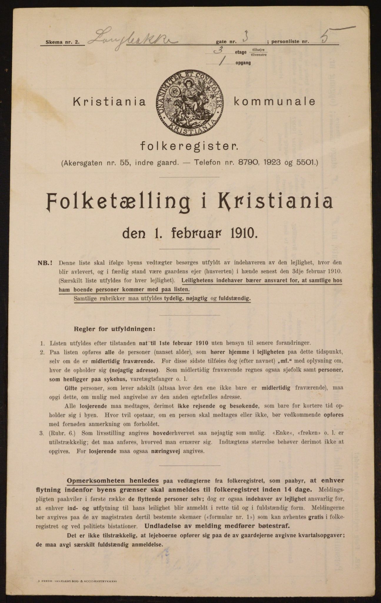 OBA, Municipal Census 1910 for Kristiania, 1910, p. 54330