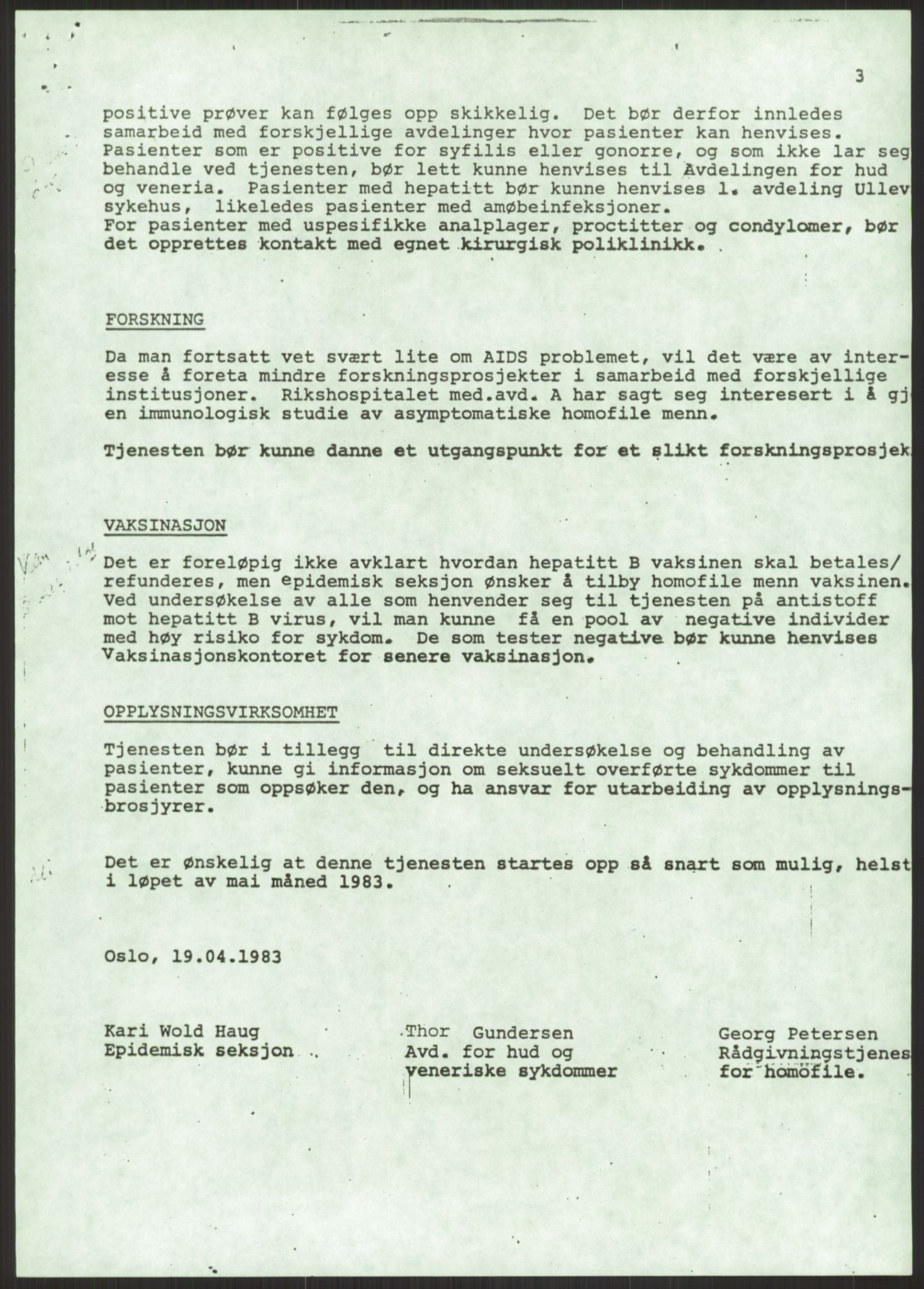 Sosialdepartementet, Helsedirektoratet, Hygienekontoret, H5, AV/RA-S-1287/2/D/Dc/L0151/0001: -- / Aids, 1983, p. 27