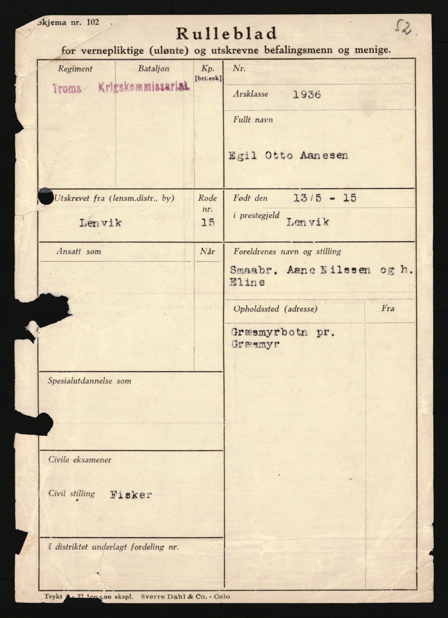 Forsvaret, Troms infanteriregiment nr. 16, AV/RA-RAFA-3146/P/Pa/L0020: Rulleblad for regimentets menige mannskaper, årsklasse 1936, 1936, p. 1335