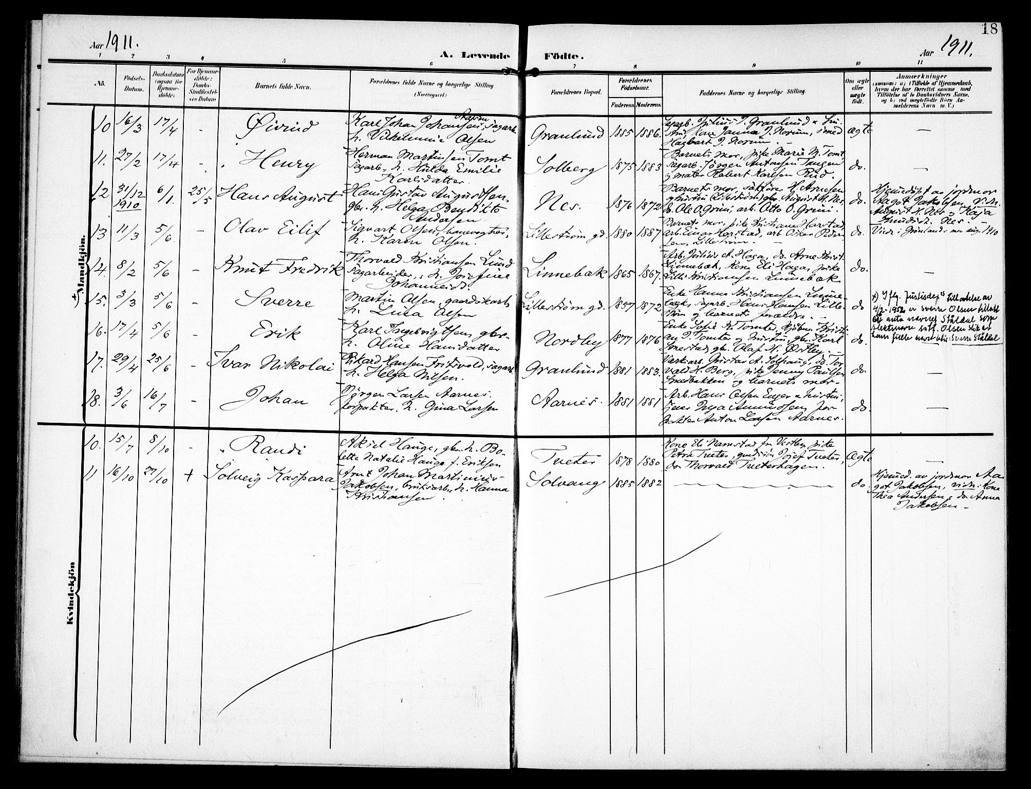 Fet prestekontor Kirkebøker, AV/SAO-A-10370a/F/Fb/L0003: Parish register (official) no. II 3, 1905-1914, p. 18