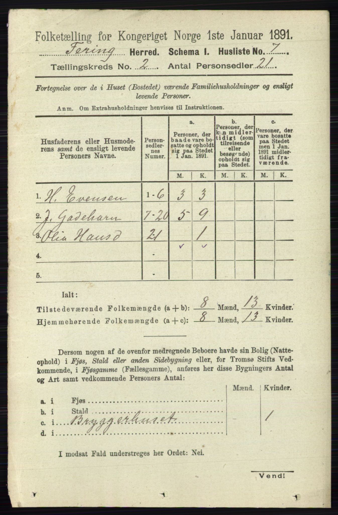 RA, 1891 census for 0240 Feiring, 1891, p. 676