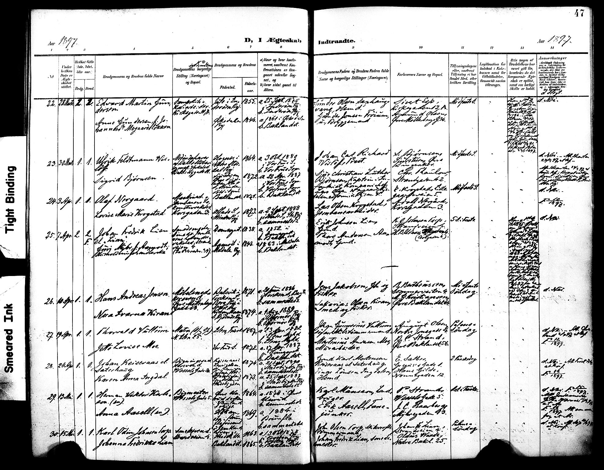 Ministerialprotokoller, klokkerbøker og fødselsregistre - Sør-Trøndelag, AV/SAT-A-1456/604/L0198: Parish register (official) no. 604A19, 1893-1900, p. 47