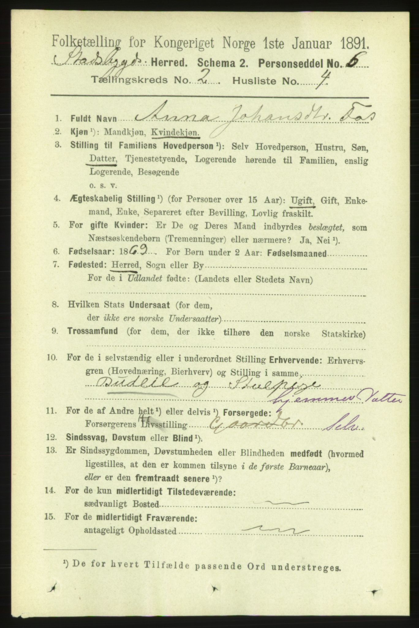 RA, 1891 census for 1625 Stadsbygd, 1891, p. 804