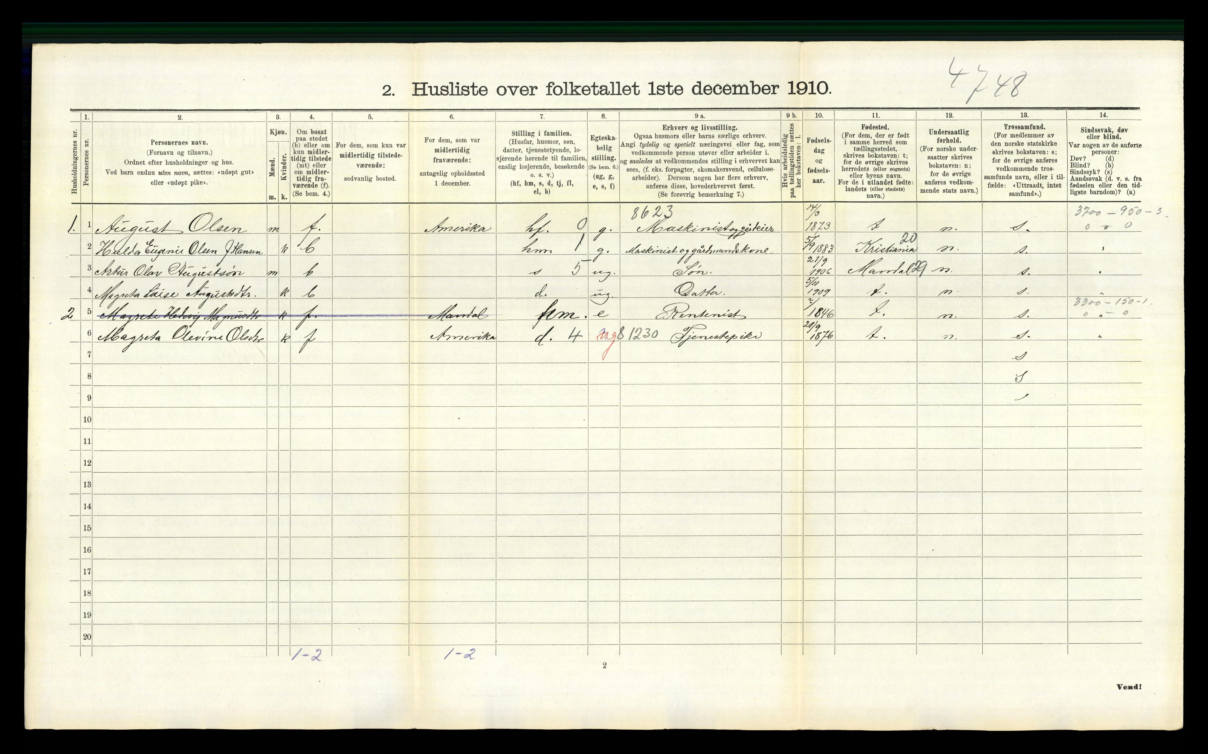 RA, 1910 census for Sør-Audnedal, 1910, p. 1226