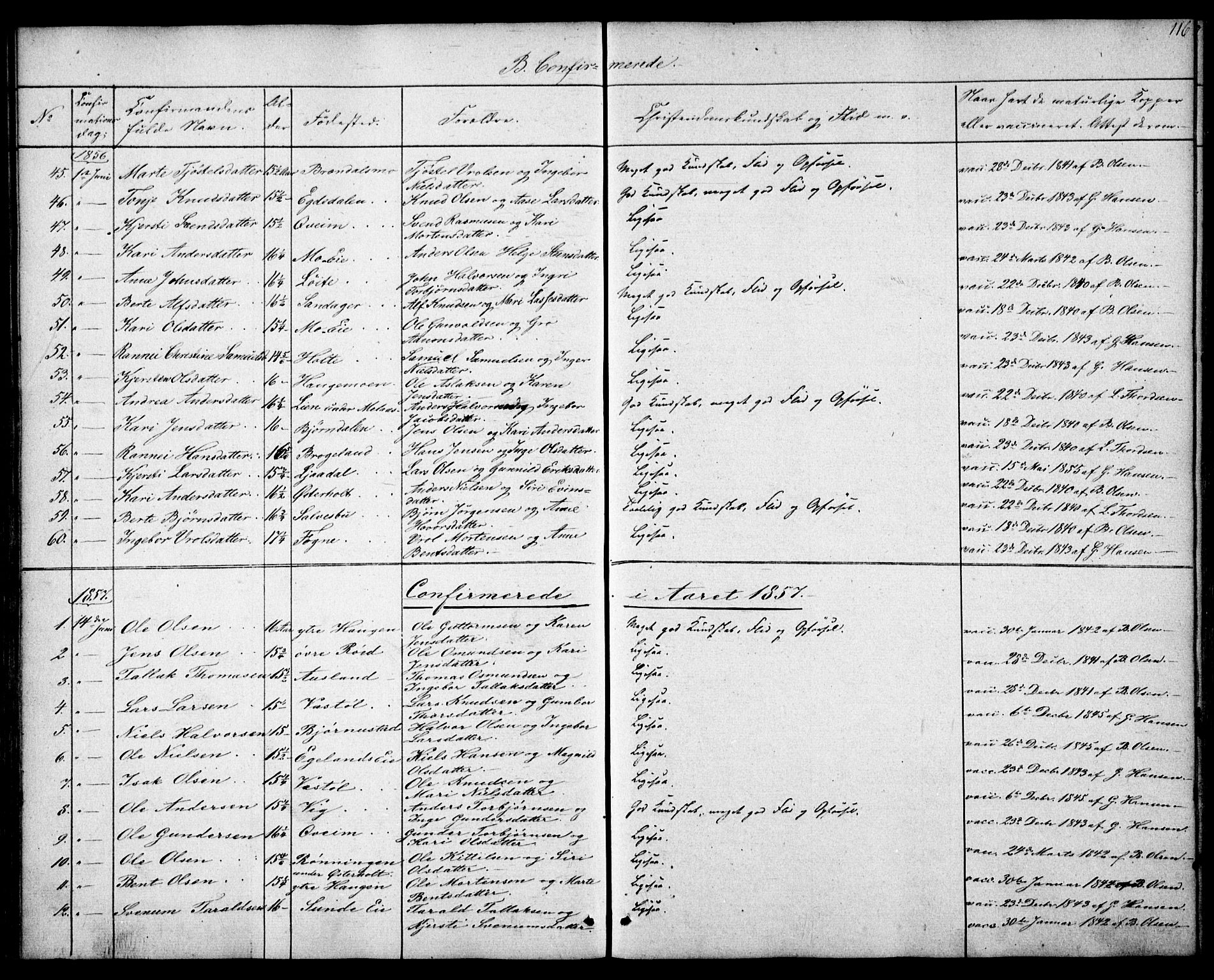 Gjerstad sokneprestkontor, SAK/1111-0014/F/Fa/Faa/L0006: Parish register (official) no. A 6, 1841-1857, p. 116