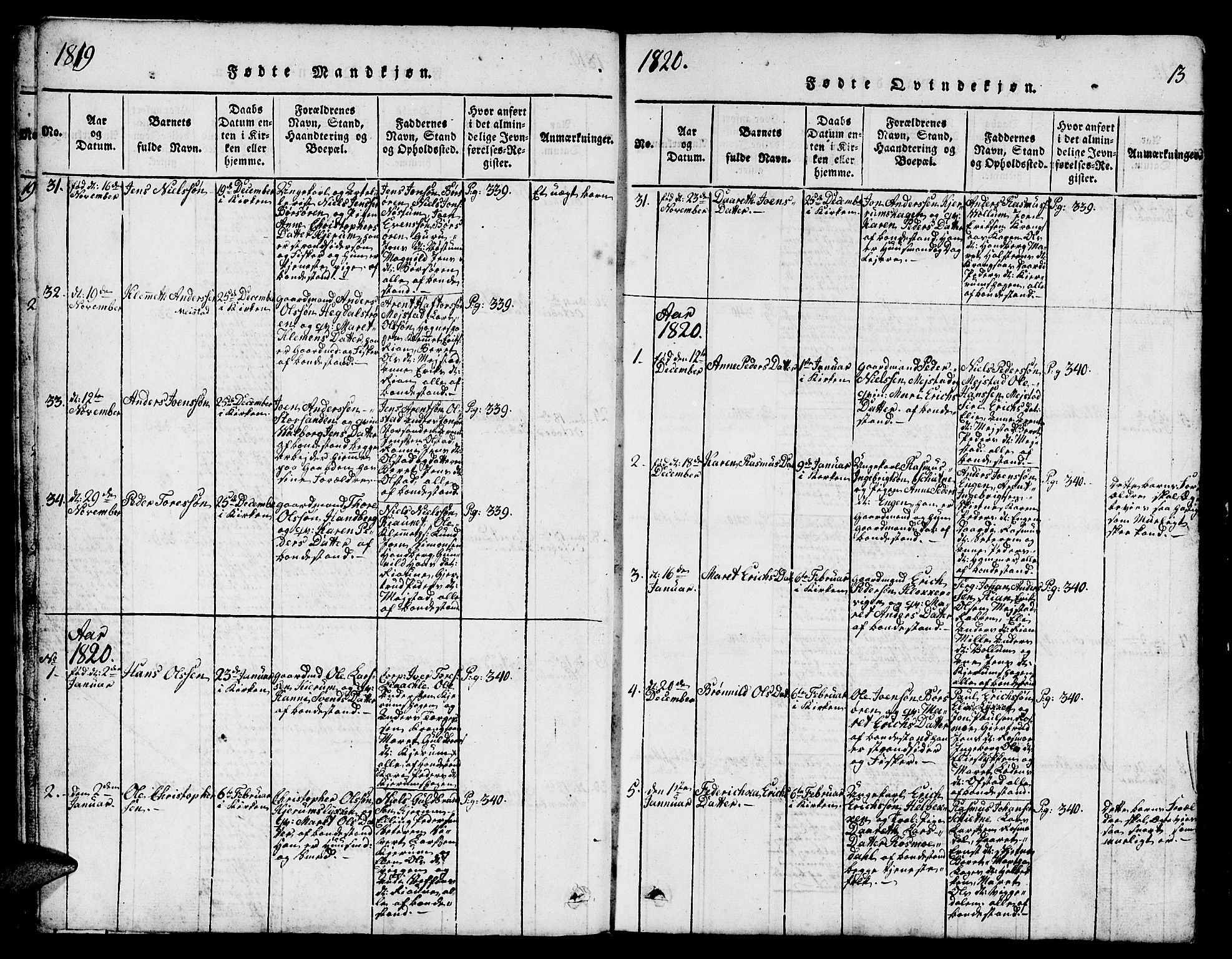 Ministerialprotokoller, klokkerbøker og fødselsregistre - Sør-Trøndelag, SAT/A-1456/665/L0776: Parish register (copy) no. 665C01, 1817-1837, p. 13