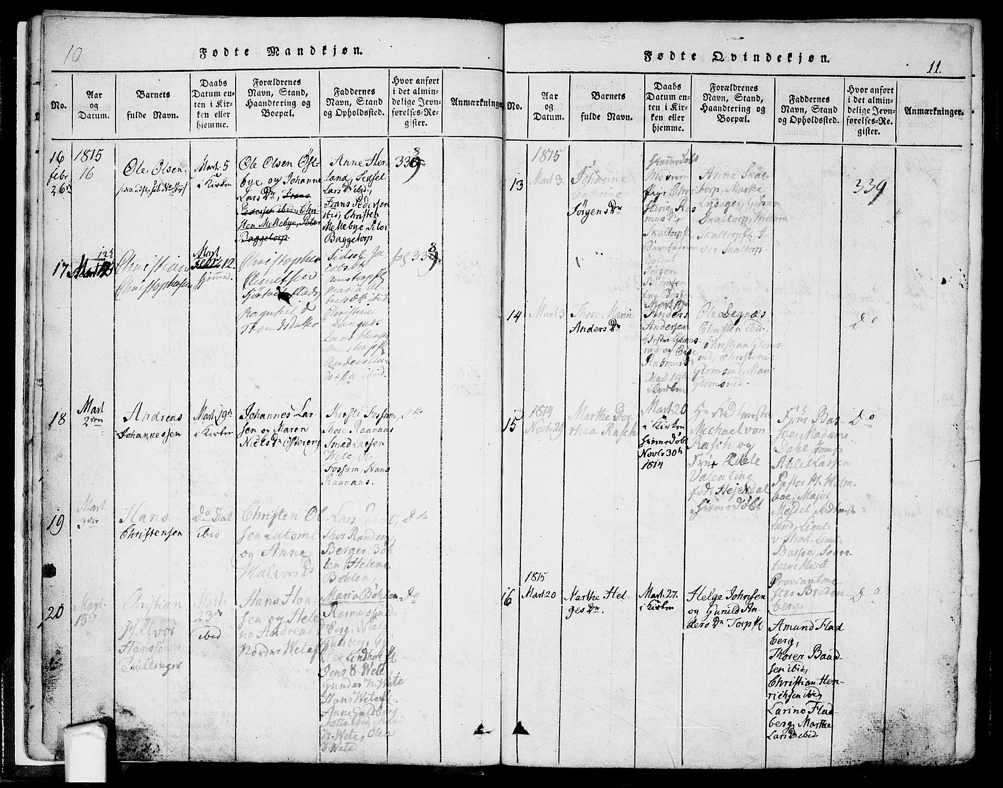 Eidsberg prestekontor Kirkebøker, SAO/A-10905/F/Fa/L0007: Parish register (official) no. I 7, 1814-1832, p. 11