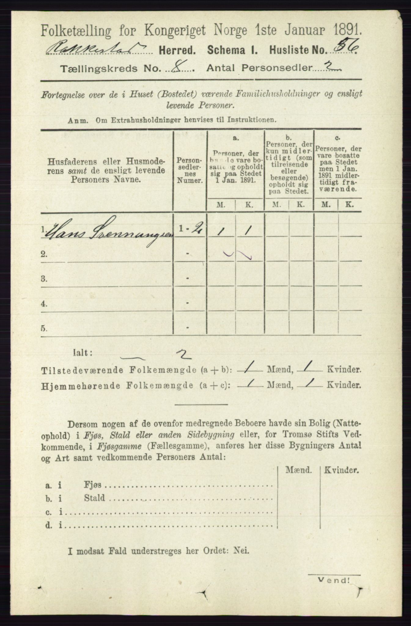 RA, 1891 census for 0128 Rakkestad, 1891, p. 3611