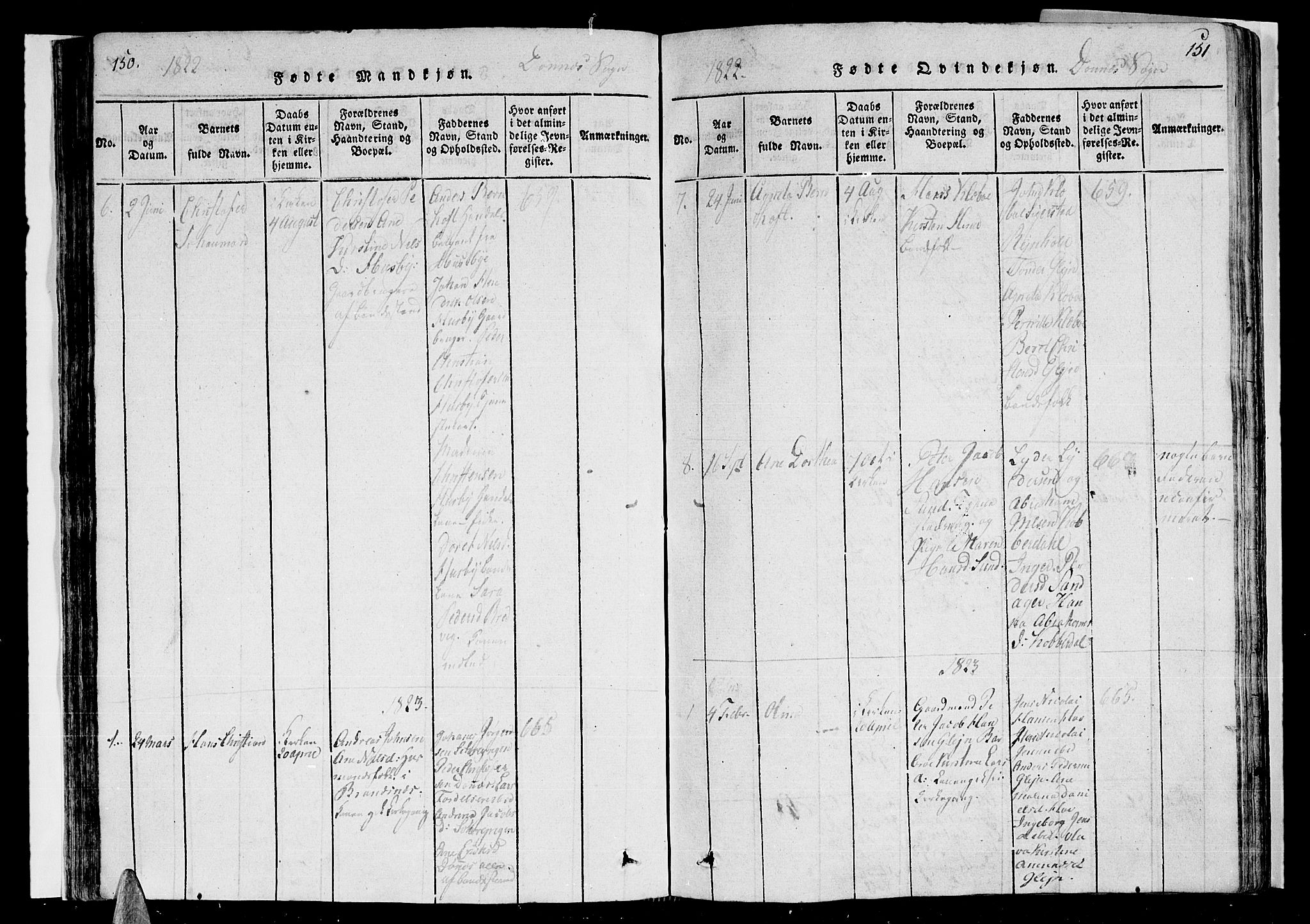 Ministerialprotokoller, klokkerbøker og fødselsregistre - Nordland, SAT/A-1459/838/L0547: Parish register (official) no. 838A05 /2, 1820-1828, p. 150-151