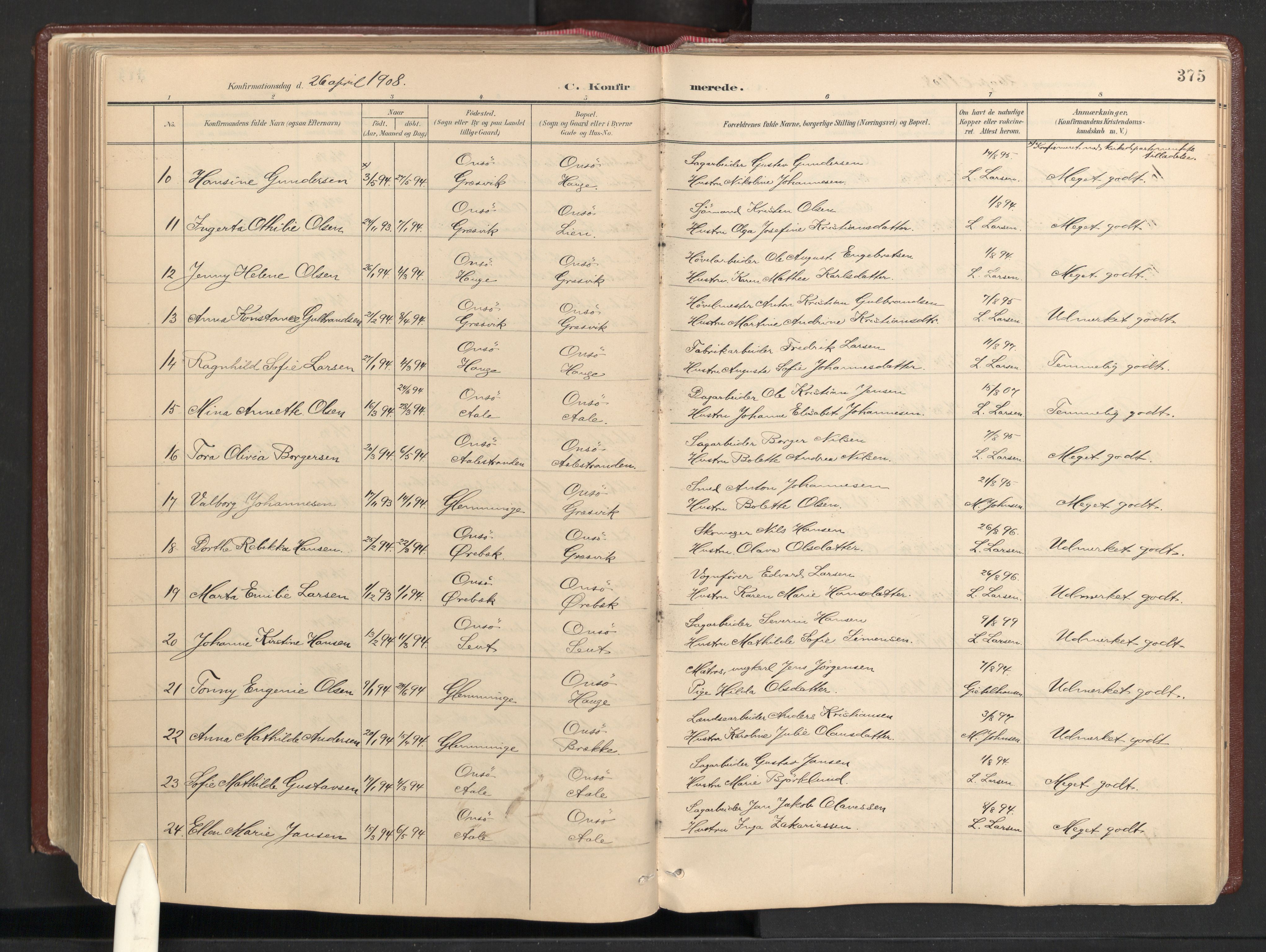 Onsøy prestekontor Kirkebøker, AV/SAO-A-10914/F/Fb/L0001: Parish register (official) no. II 1, 1901-1937, p. 375