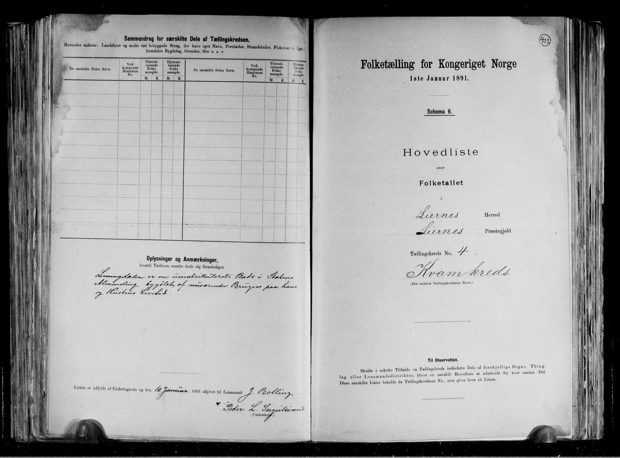 RA, 1891 census for 1737 Lierne, 1891, p. 10