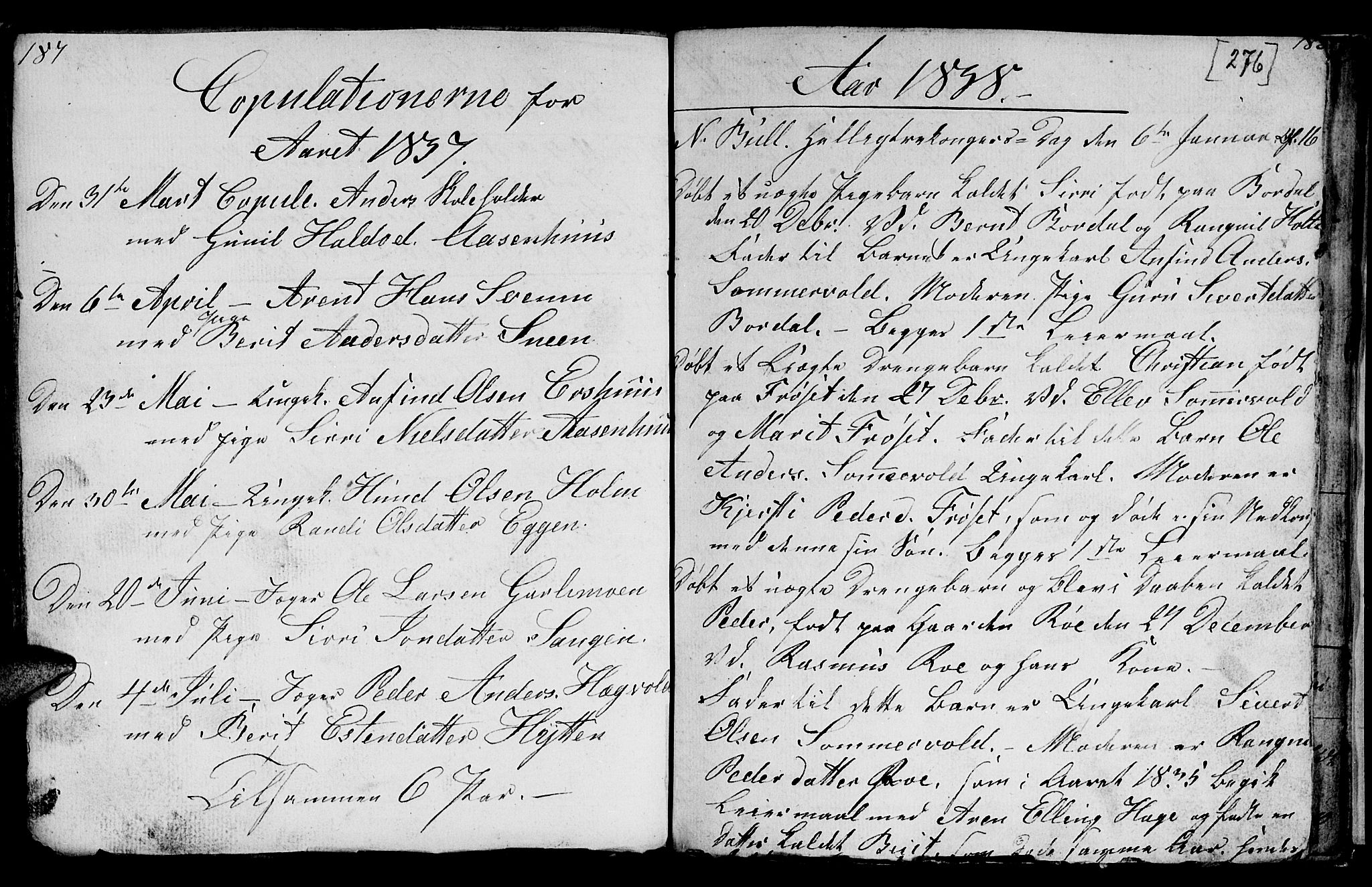 Ministerialprotokoller, klokkerbøker og fødselsregistre - Sør-Trøndelag, AV/SAT-A-1456/689/L1042: Parish register (copy) no. 689C01, 1812-1841, p. 275-276