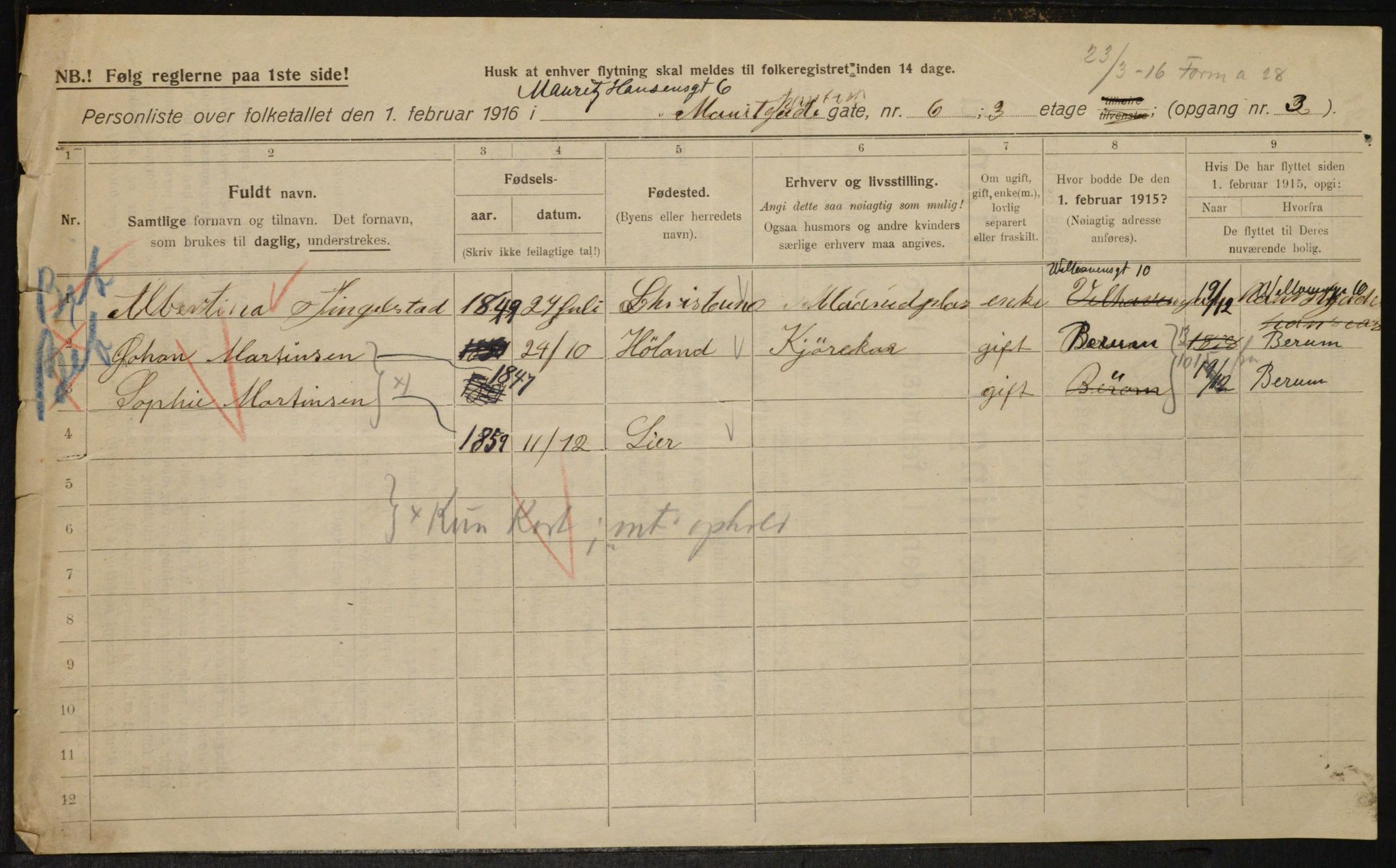 OBA, Municipal Census 1916 for Kristiania, 1916, p. 66667