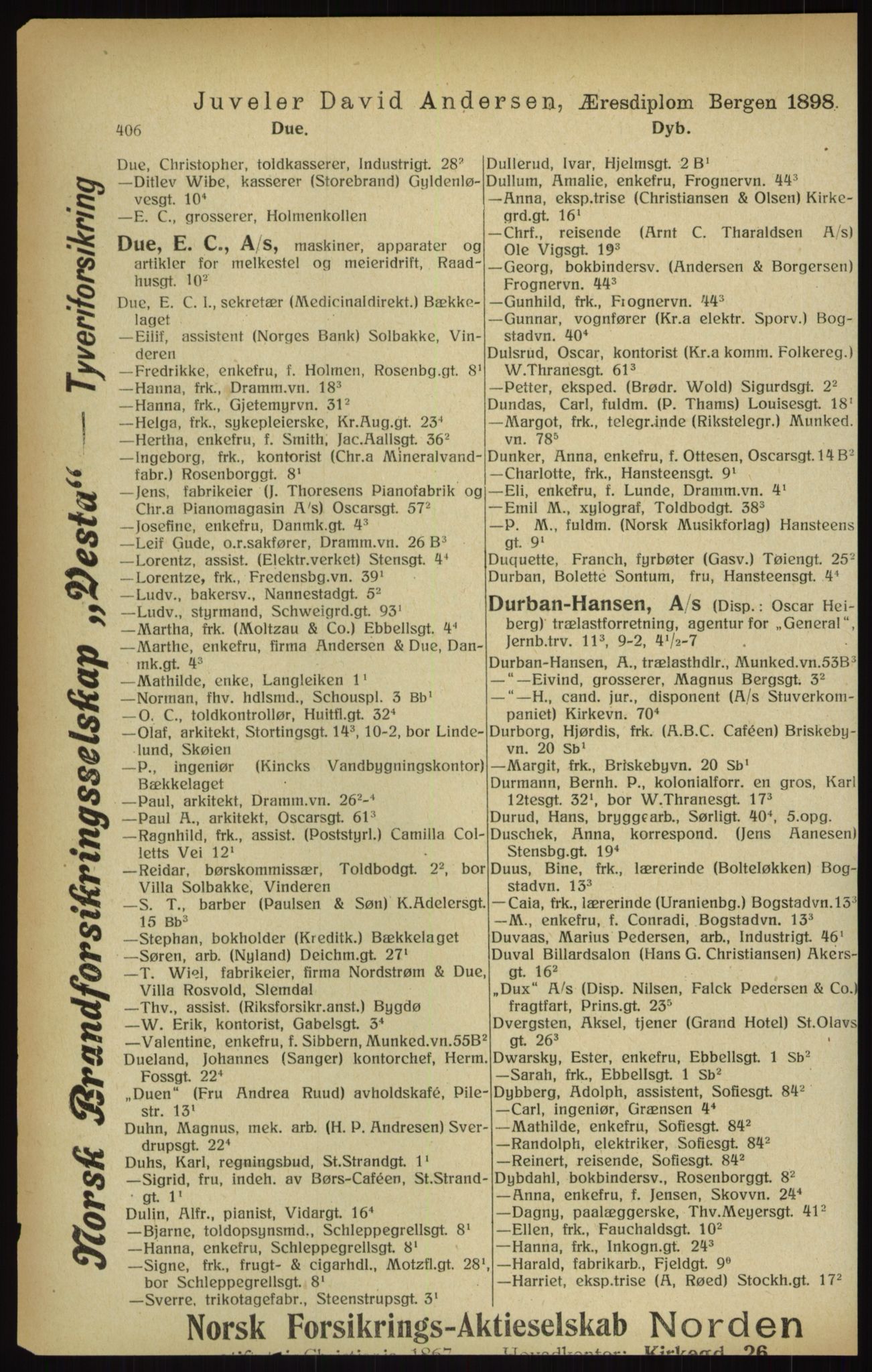 Kristiania/Oslo adressebok, PUBL/-, 1916, p. 406