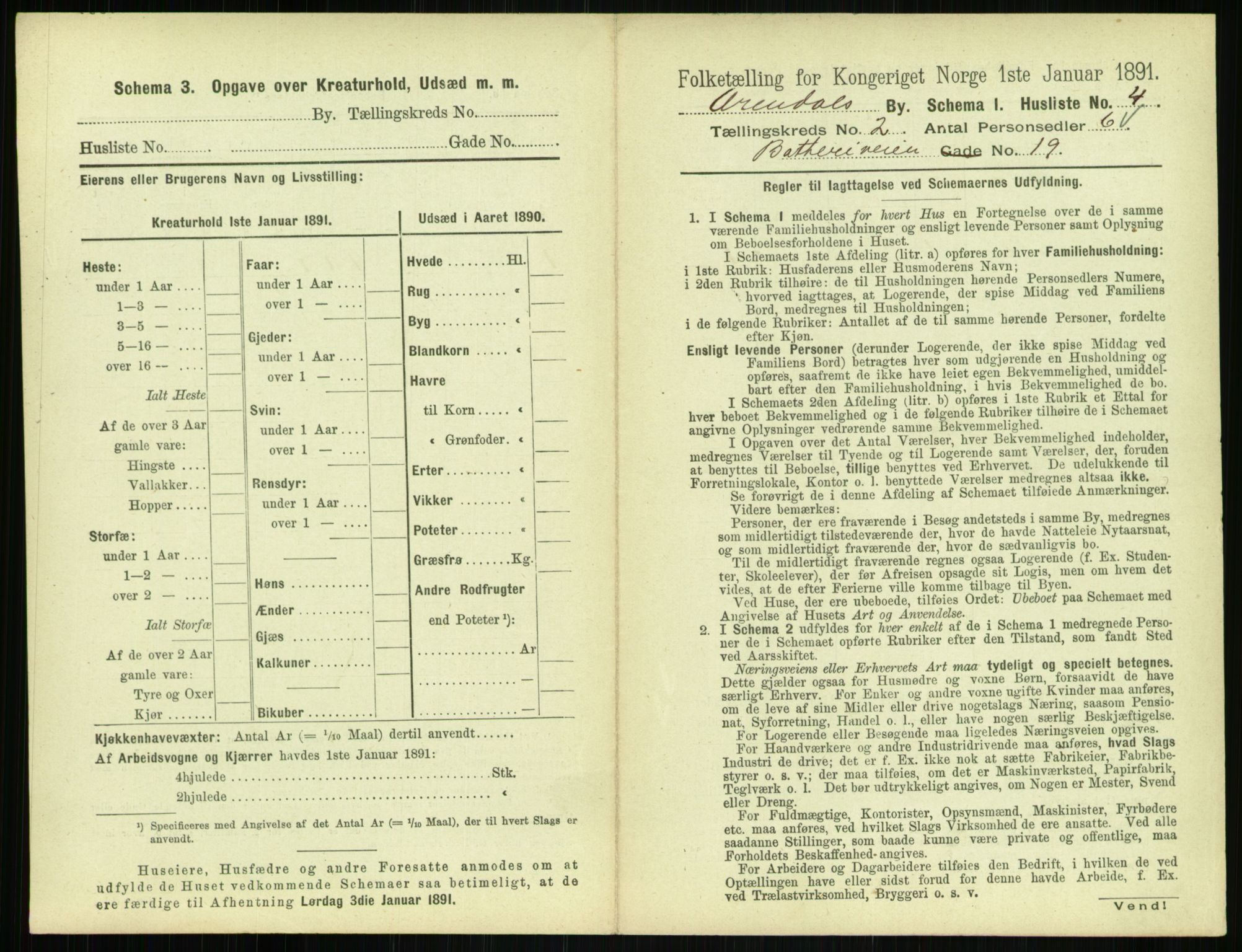 RA, 1891 census for 0903 Arendal, 1891, p. 92