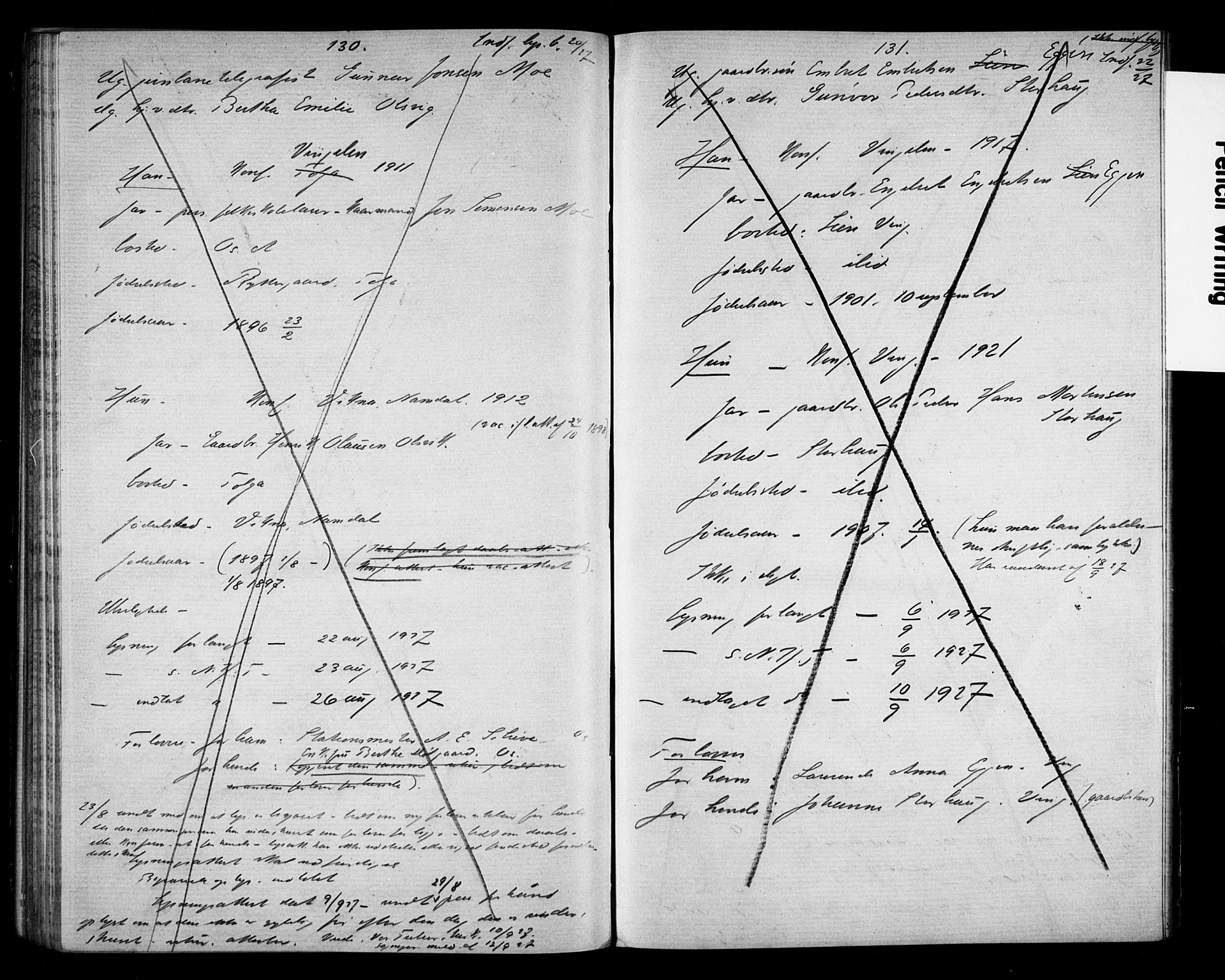 Tolga prestekontor, AV/SAH-PREST-062/N/L0005: Banns register no. 32, 1920-1929, p. 130-131