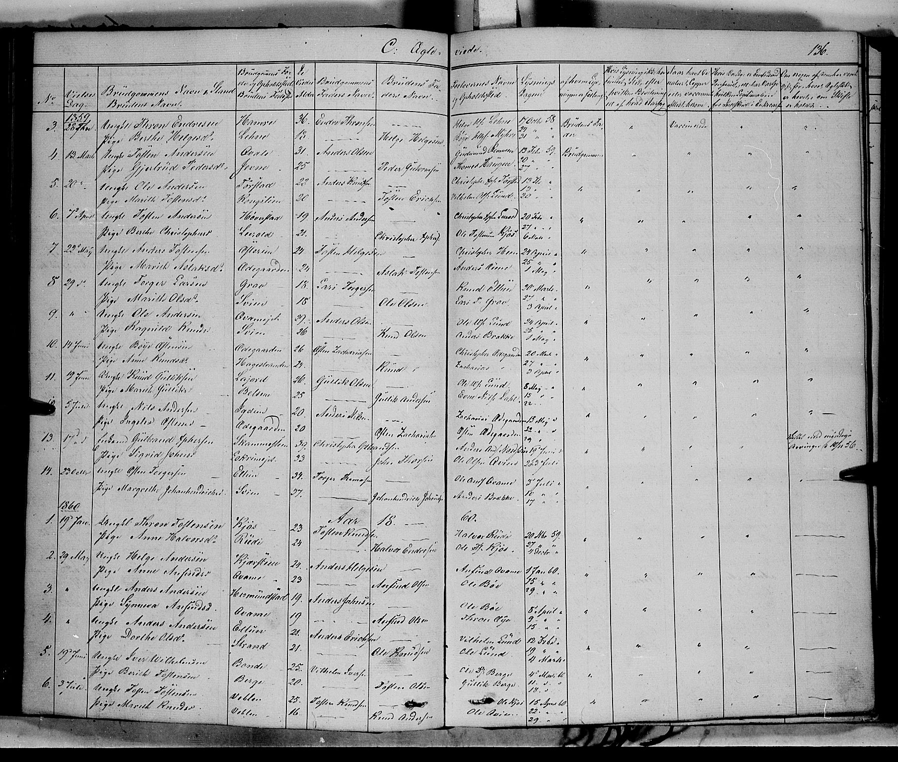 Vang prestekontor, Valdres, SAH/PREST-140/H/Ha/L0006: Parish register (official) no. 6, 1846-1864, p. 136