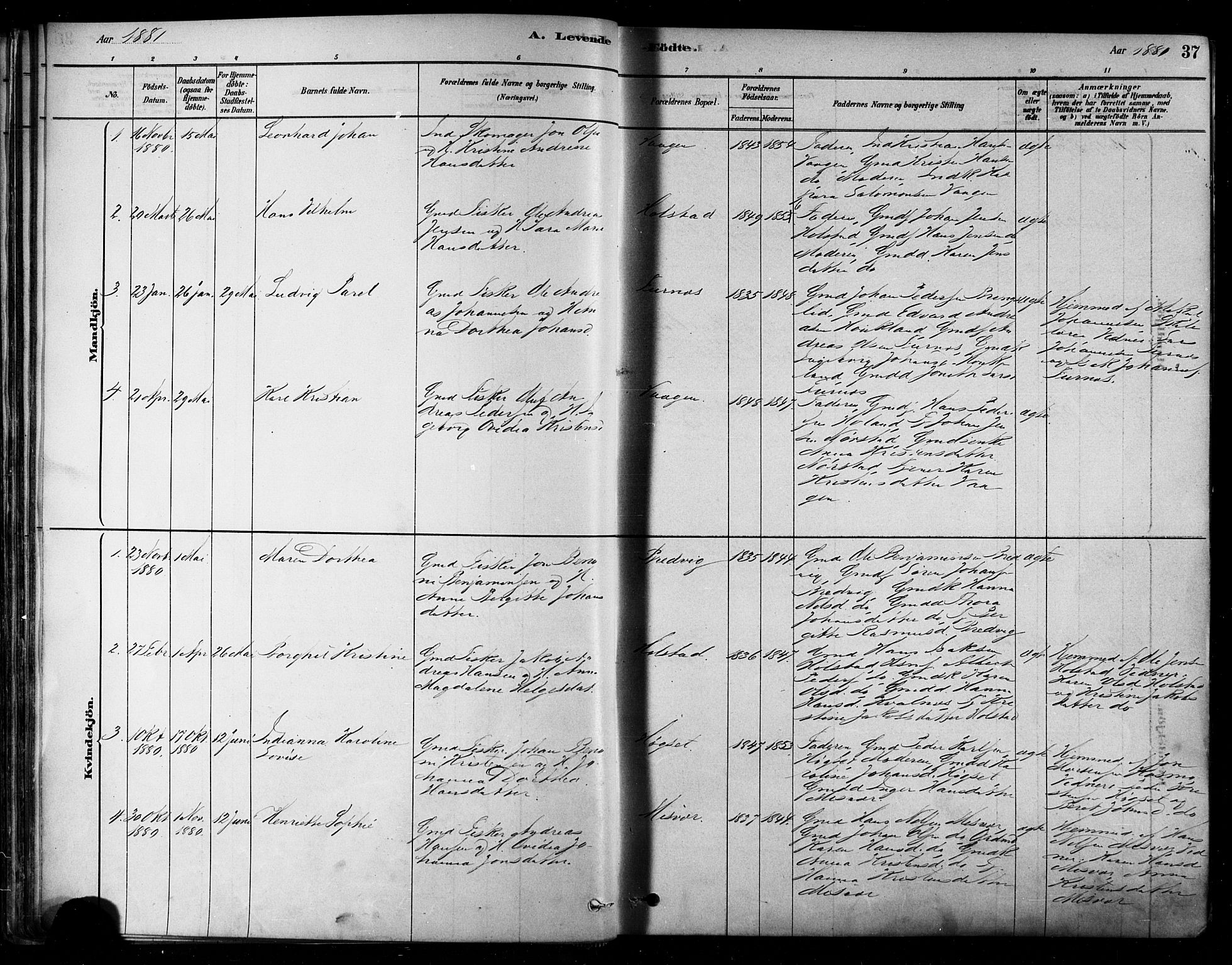 Ministerialprotokoller, klokkerbøker og fødselsregistre - Nordland, SAT/A-1459/852/L0740: Parish register (official) no. 852A10, 1878-1894, p. 37